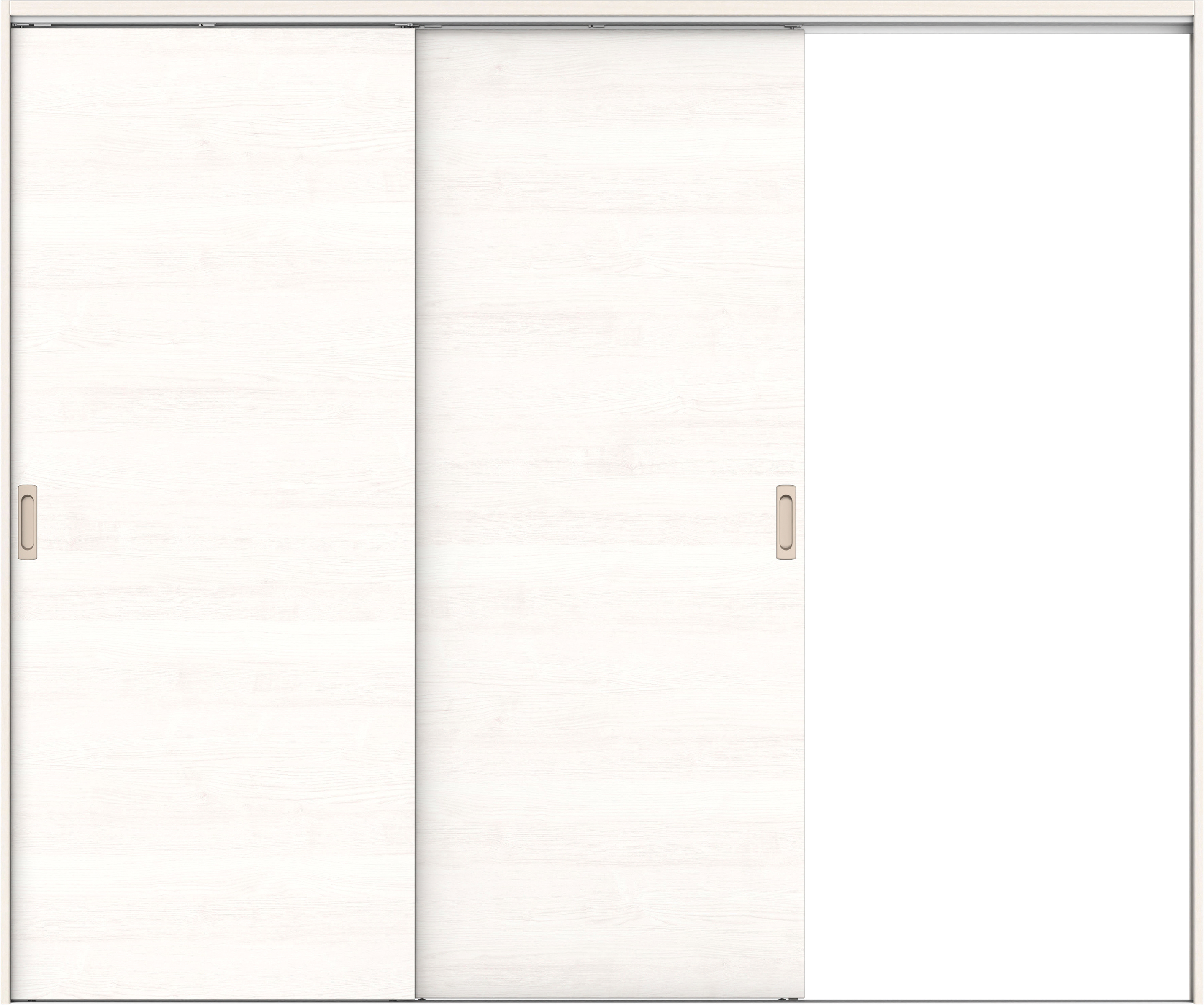 リビングドア　イエリア　吊戸・２枚片引　扉セット　Ｕ０デザイン　２４３７幅用　２０００高　〈ネオホワイト柄〉　右引用　錠なし　ラクラクローズ付用