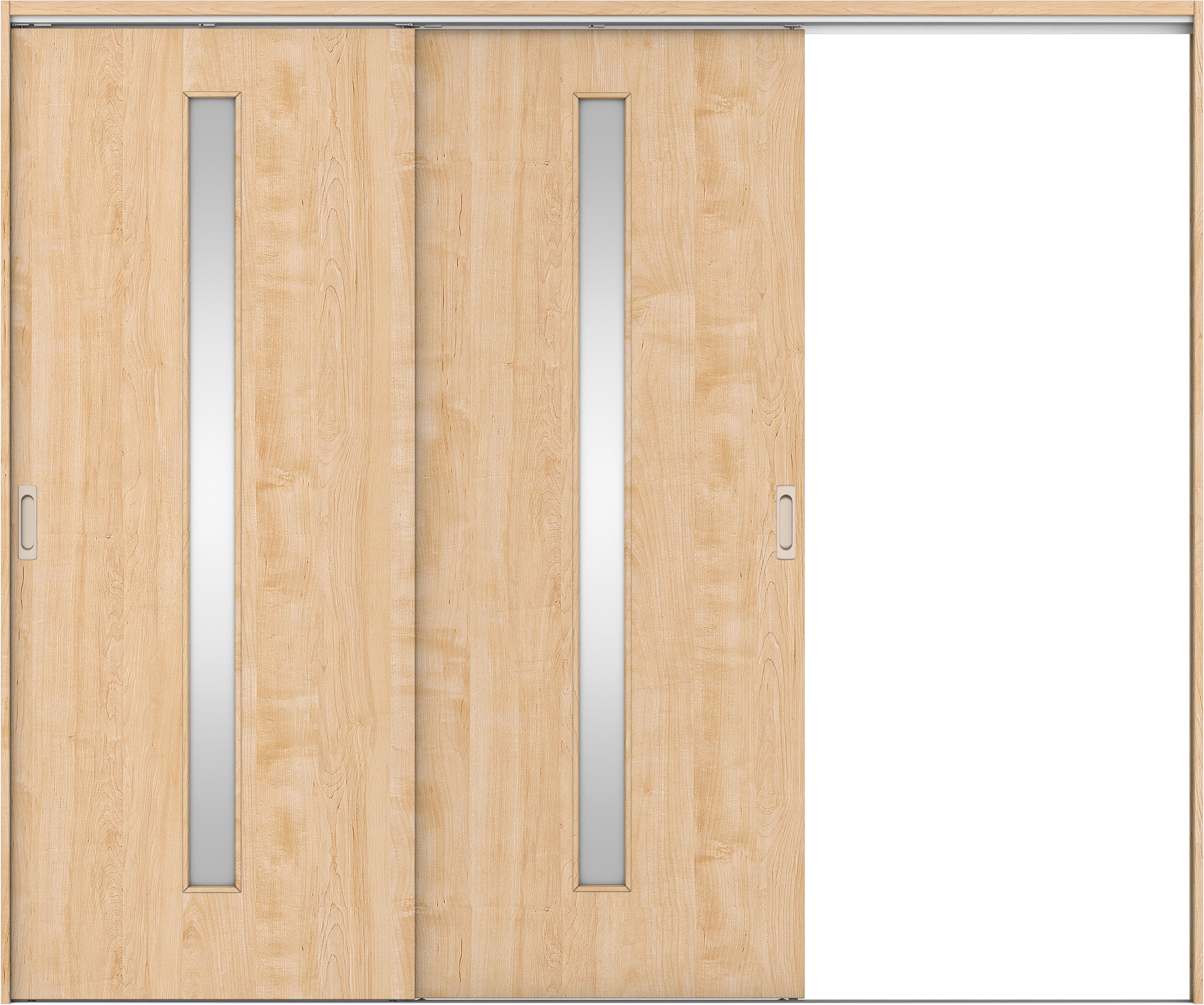 リビングドア　イエリア　吊戸・２枚片引　扉セット　Ｃ４デザイン　２４３７幅用　２０００高　〈ミルベージュ柄〉　右引用　錠なし　ラクラクローズ付用