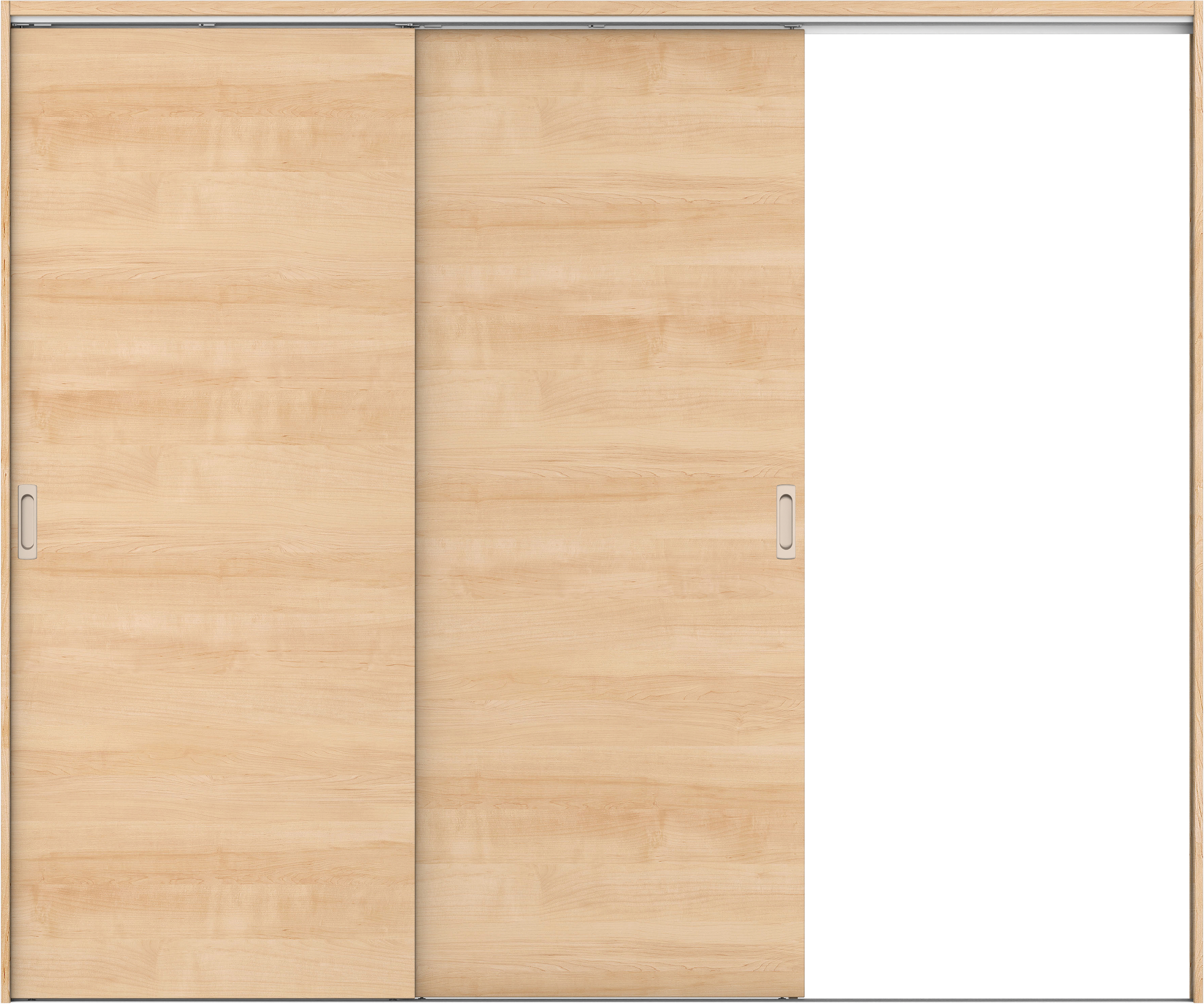リビングドア　イエリア　吊戸・２枚片引　扉セット　Ｕ０デザイン　２４３７幅用　２０００高　〈ミルベージュ柄〉　右引用　錠なし　ラクラクローズ付用