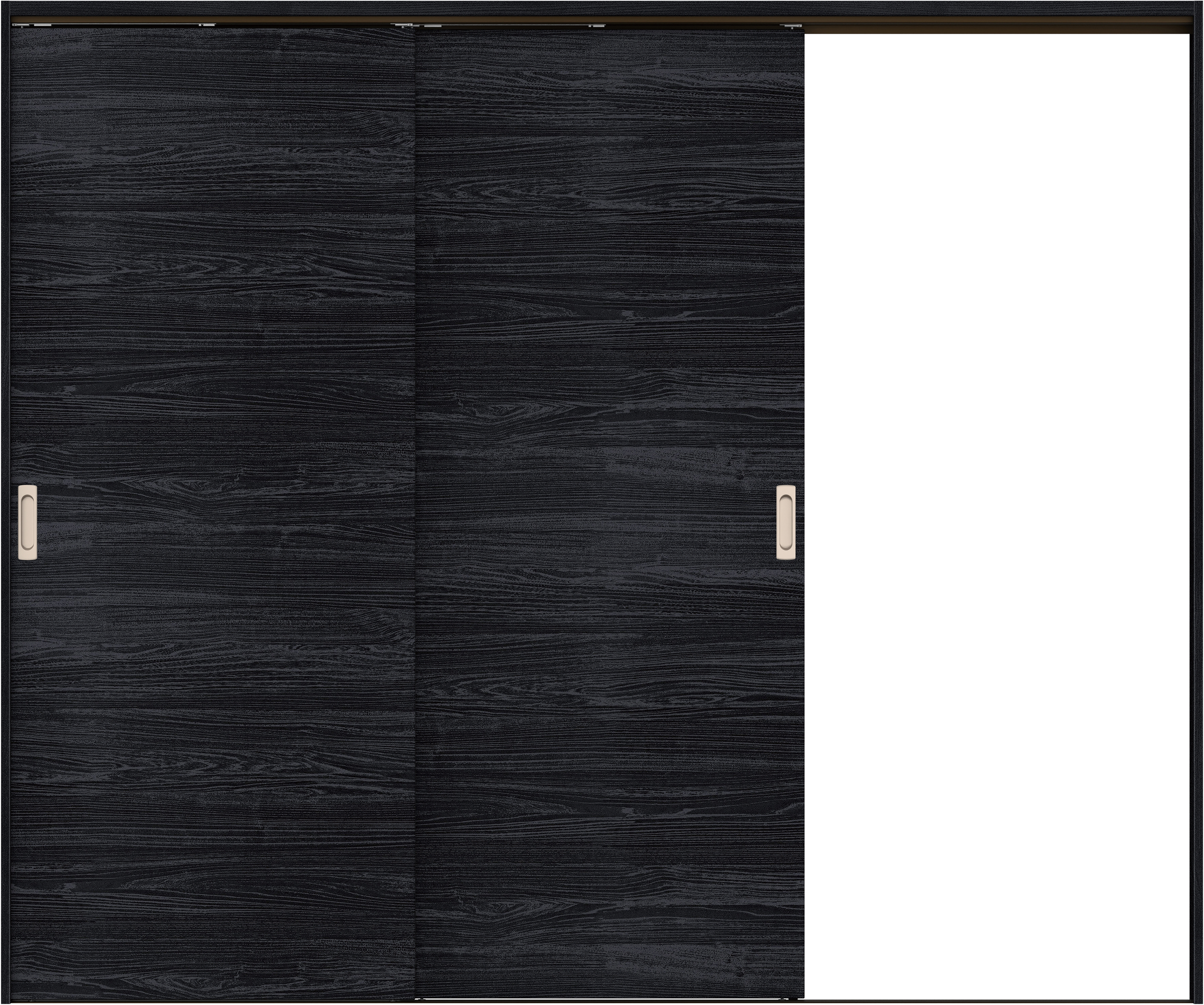 リビングドア　イエリア　吊戸・２枚片引　扉セット　Ｕ０デザイン　２４３７幅用　２０００高　〈モスブラック柄〉　右引用　錠なし　ラクラクローズ付用