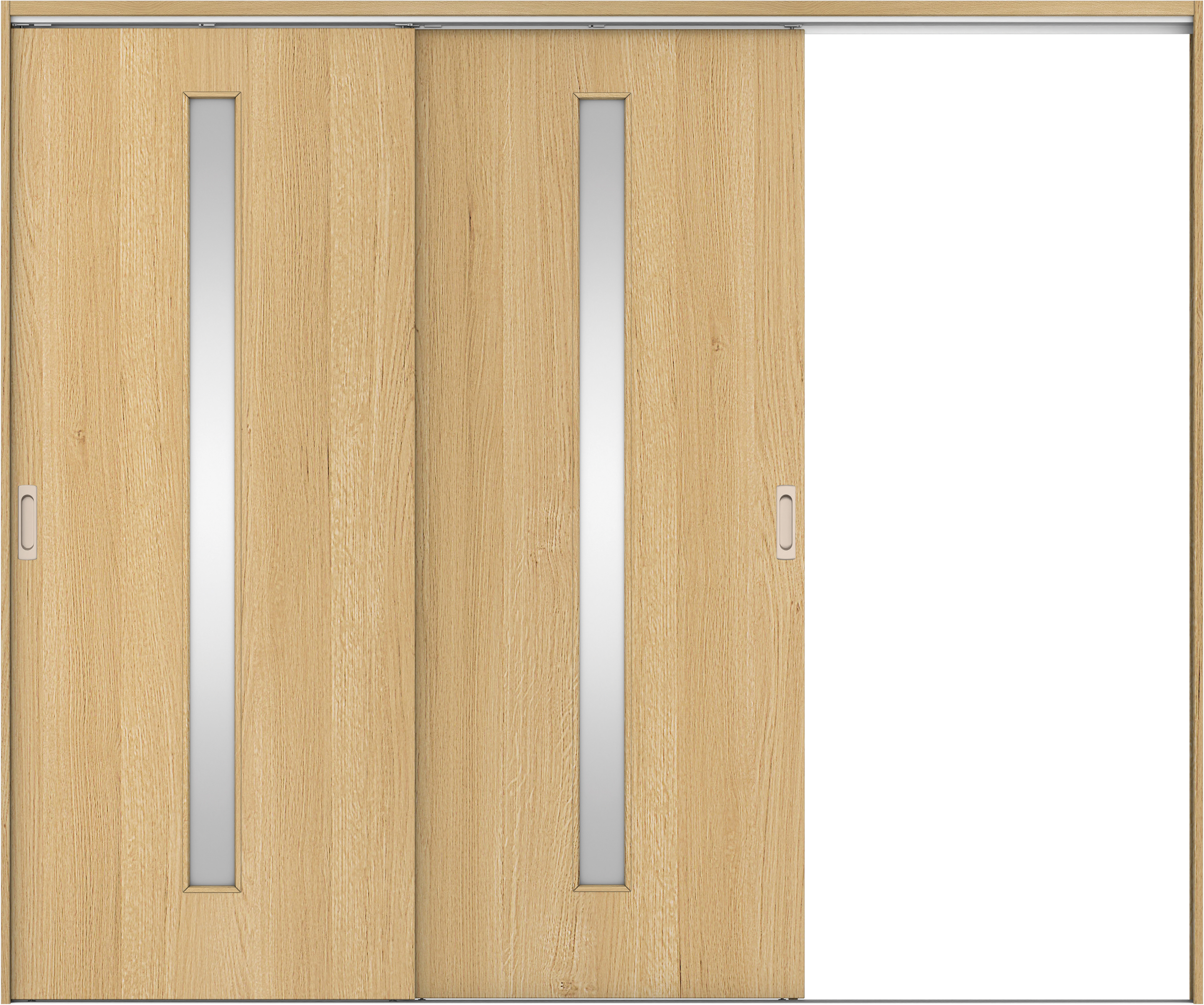 リビングドア　イエリア　吊戸・２枚片引　扉セット　Ｃ４デザイン　２４３７幅用　２０００高　〈ライトオーカー柄〉　右引用　錠なし　ラクラクローズ付用