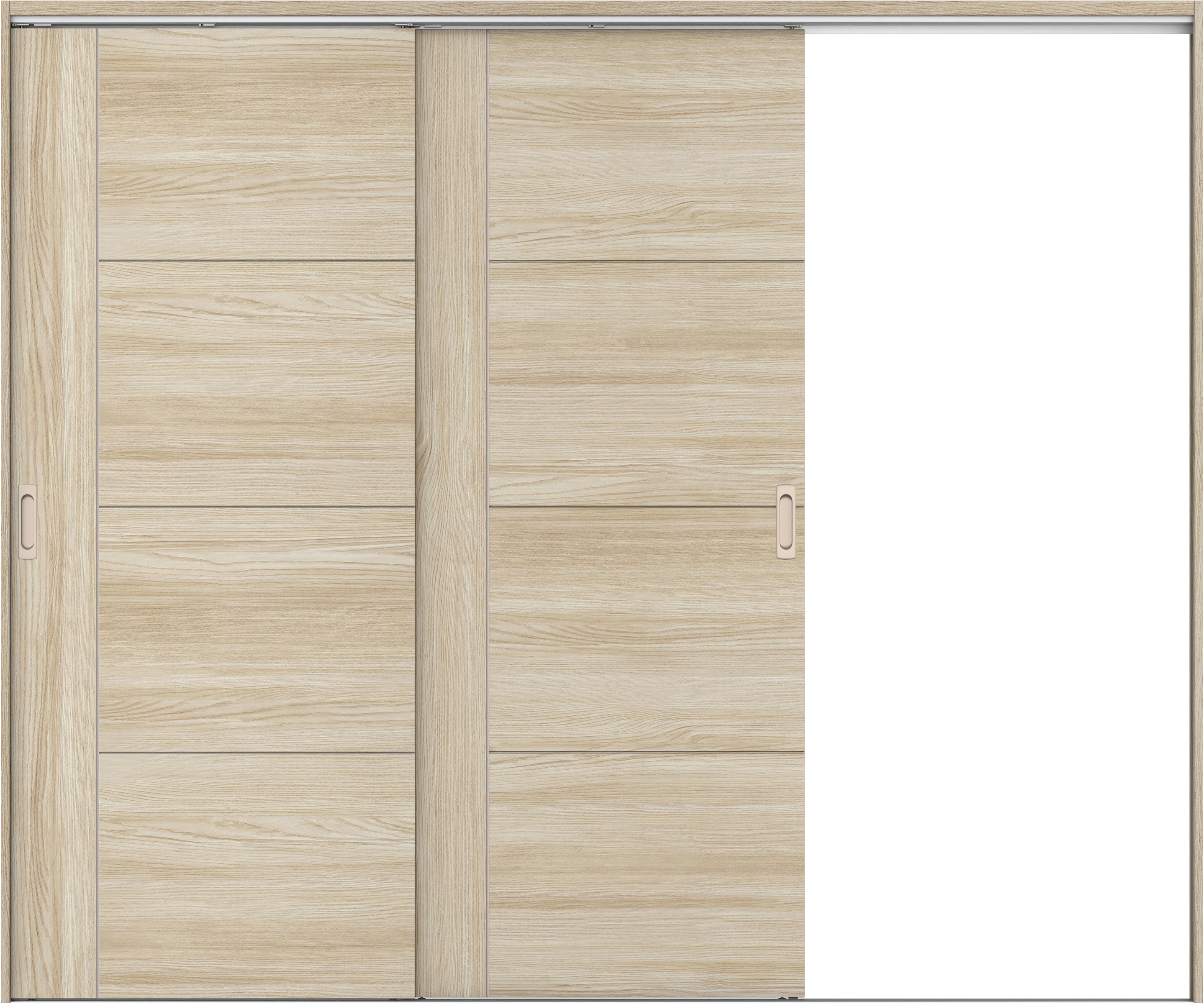 リビングドア　イエリア　吊戸・２枚片引　扉セット　Ｄ１デザイン　２４３７幅用　２０００高　〈ソフトグレージュ柄〉　右引用　錠なし　ラクラクローズ付用