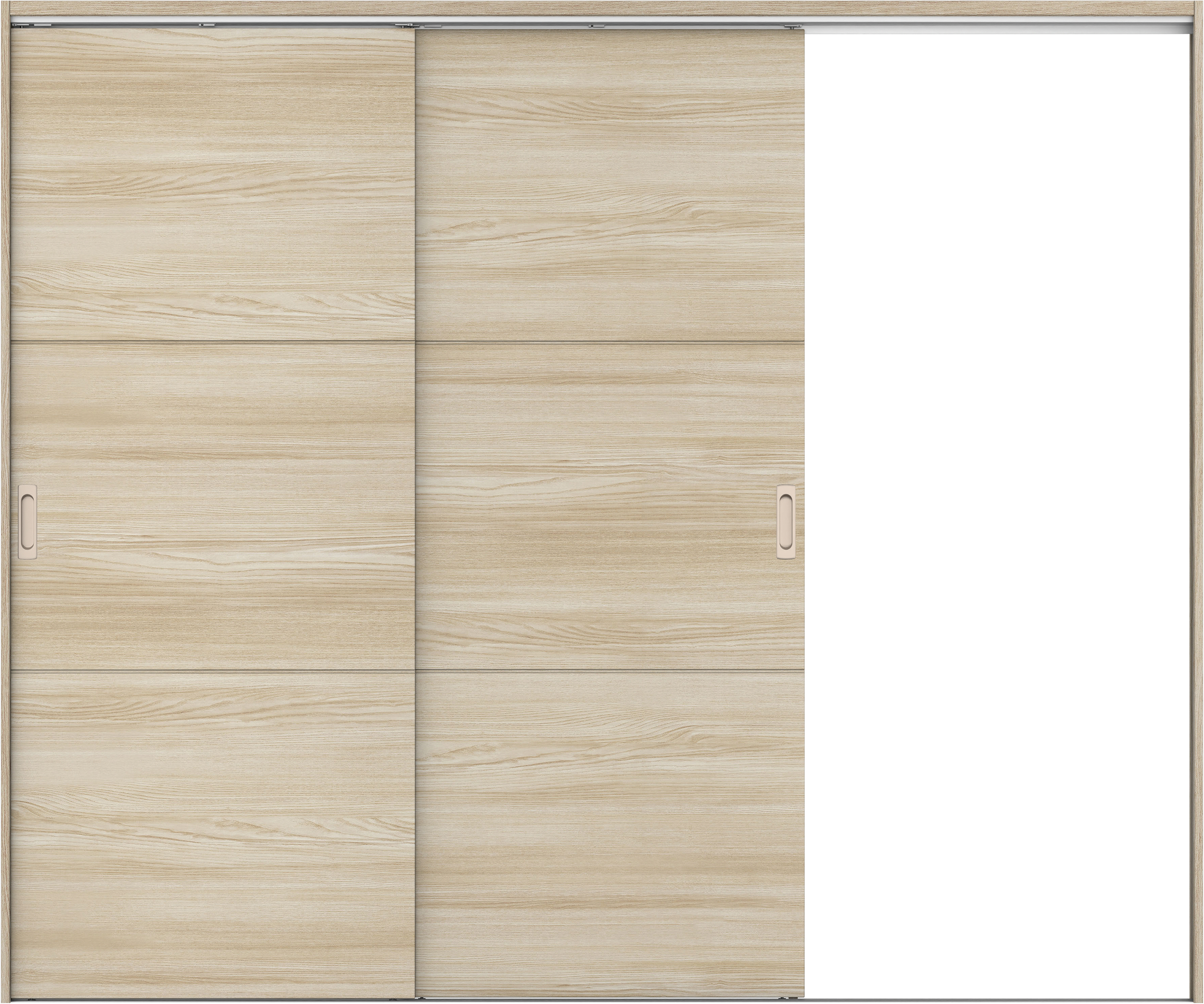 リビングドア　イエリア　吊戸・２枚片引　扉セット　Ｕ４デザイン　２４３７幅用　２０００高　〈ソフトグレージュ柄〉　右引用　錠なし　ラクラクローズ付用