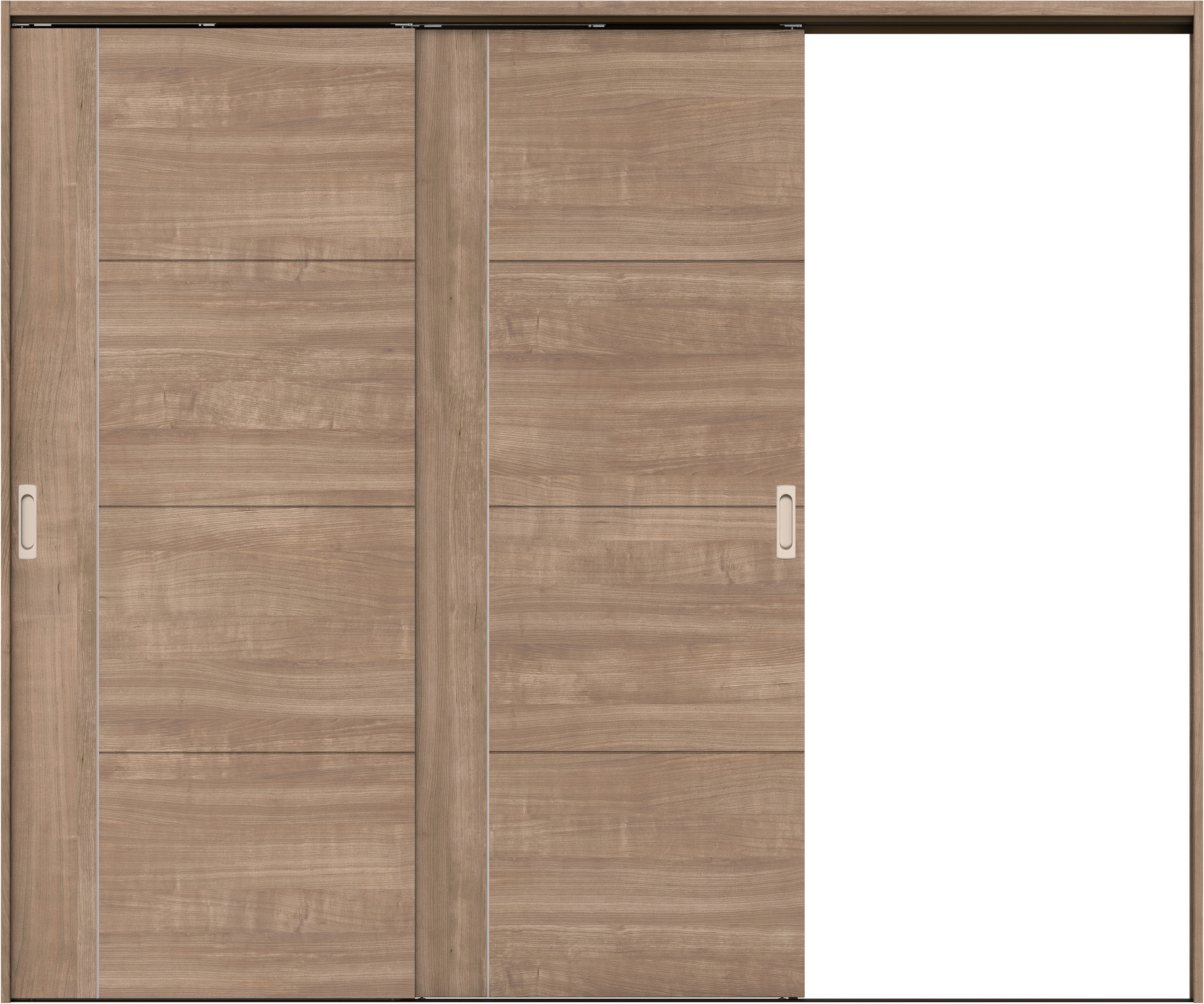 リビングドア　イエリア　吊戸・２枚片引　扉セット　Ｄ１デザイン　２４３７幅用　２０００高　〈トープグレー柄〉　右引用　錠なし　ラクラクローズ付用