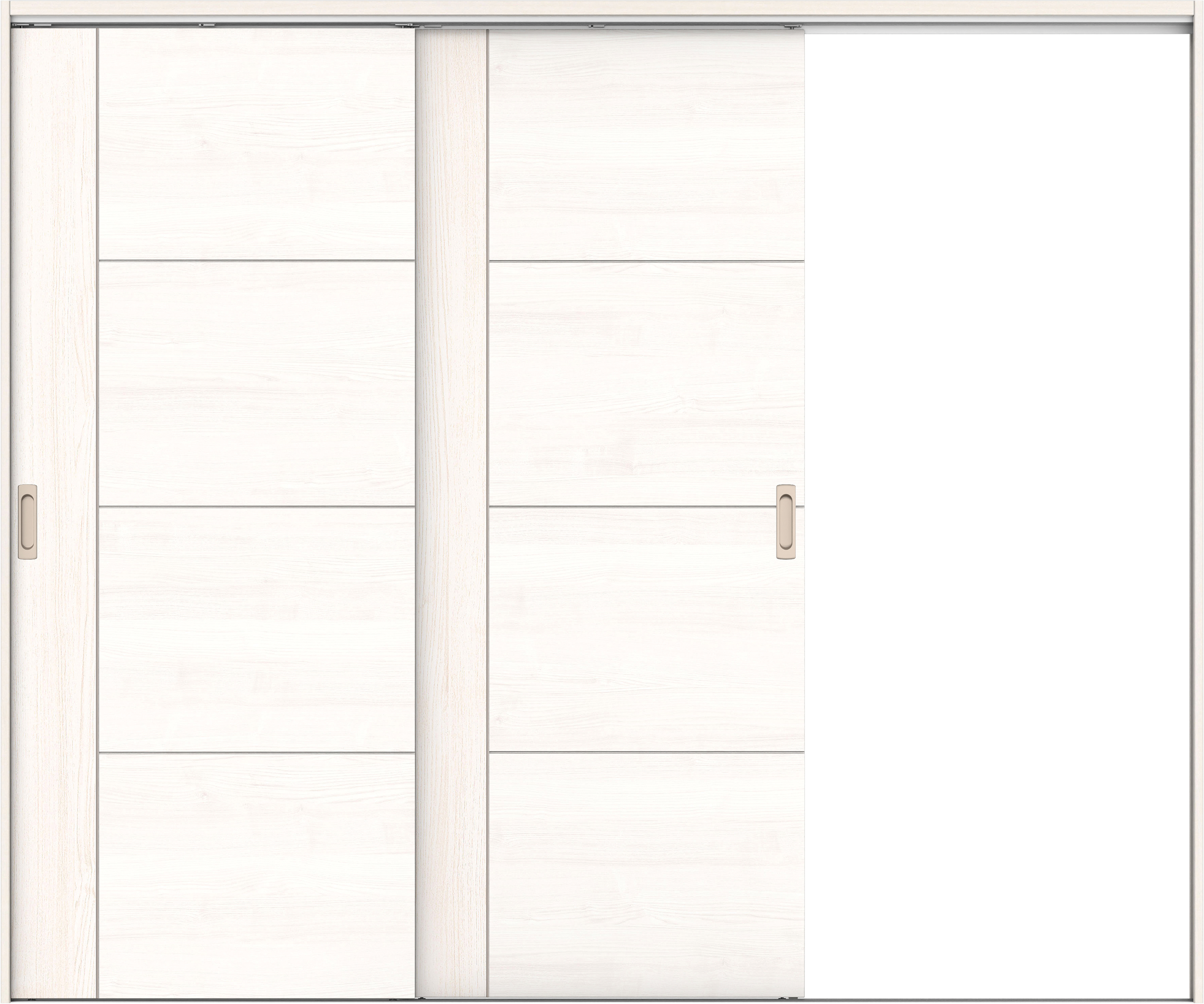 リビングドア　イエリア　吊戸・２枚片引　扉セット　Ｄ１デザイン　２４３７幅用　２０００高　〈ネオホワイト柄〉　右引用　錠なし　ラクラクローズ付用