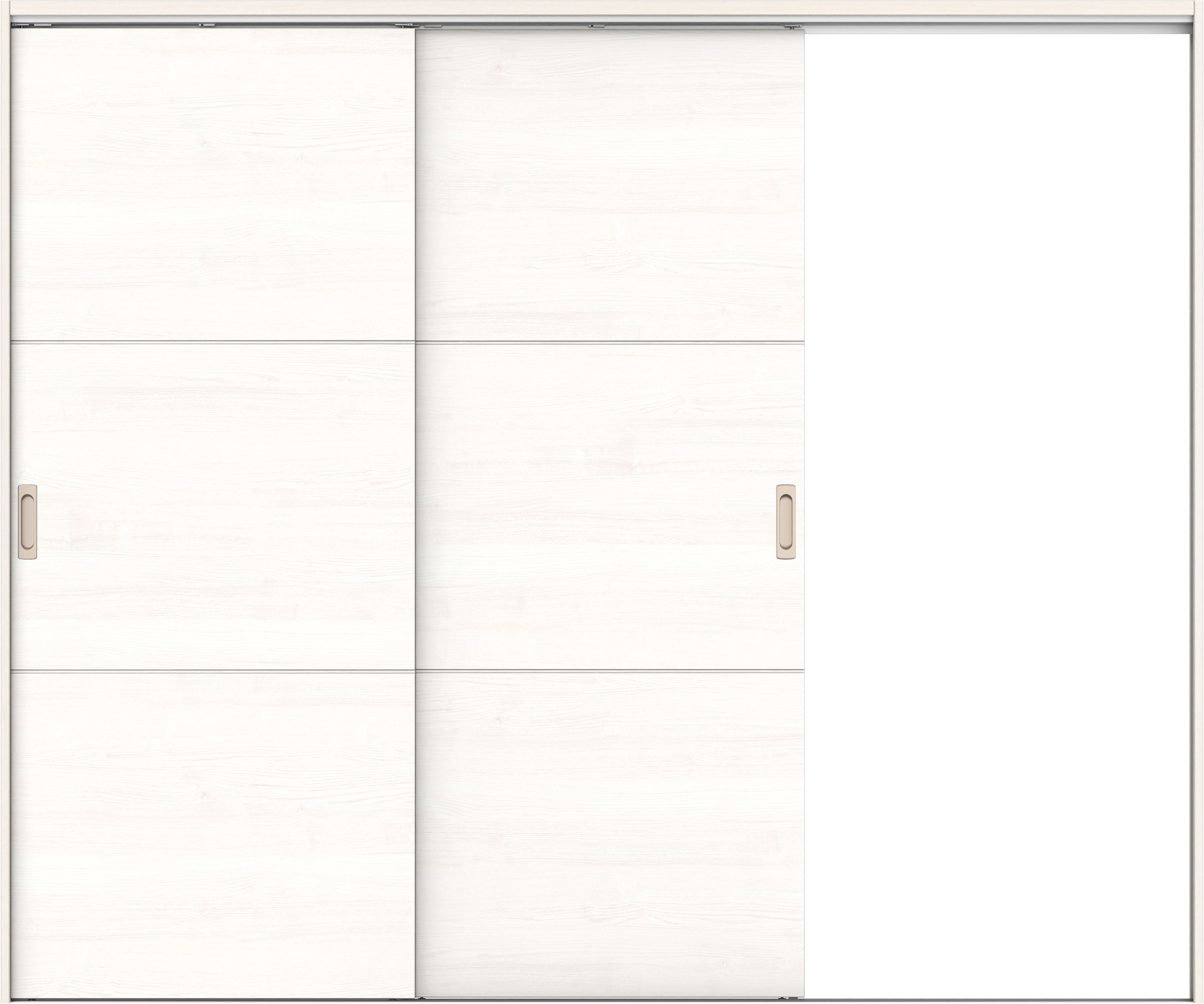 リビングドア　イエリア　吊戸・２枚片引　扉セット　Ｕ４デザイン　２４３７幅用　２０００高　〈ネオホワイト柄〉　右引用　錠なし　ラクラクローズ付用