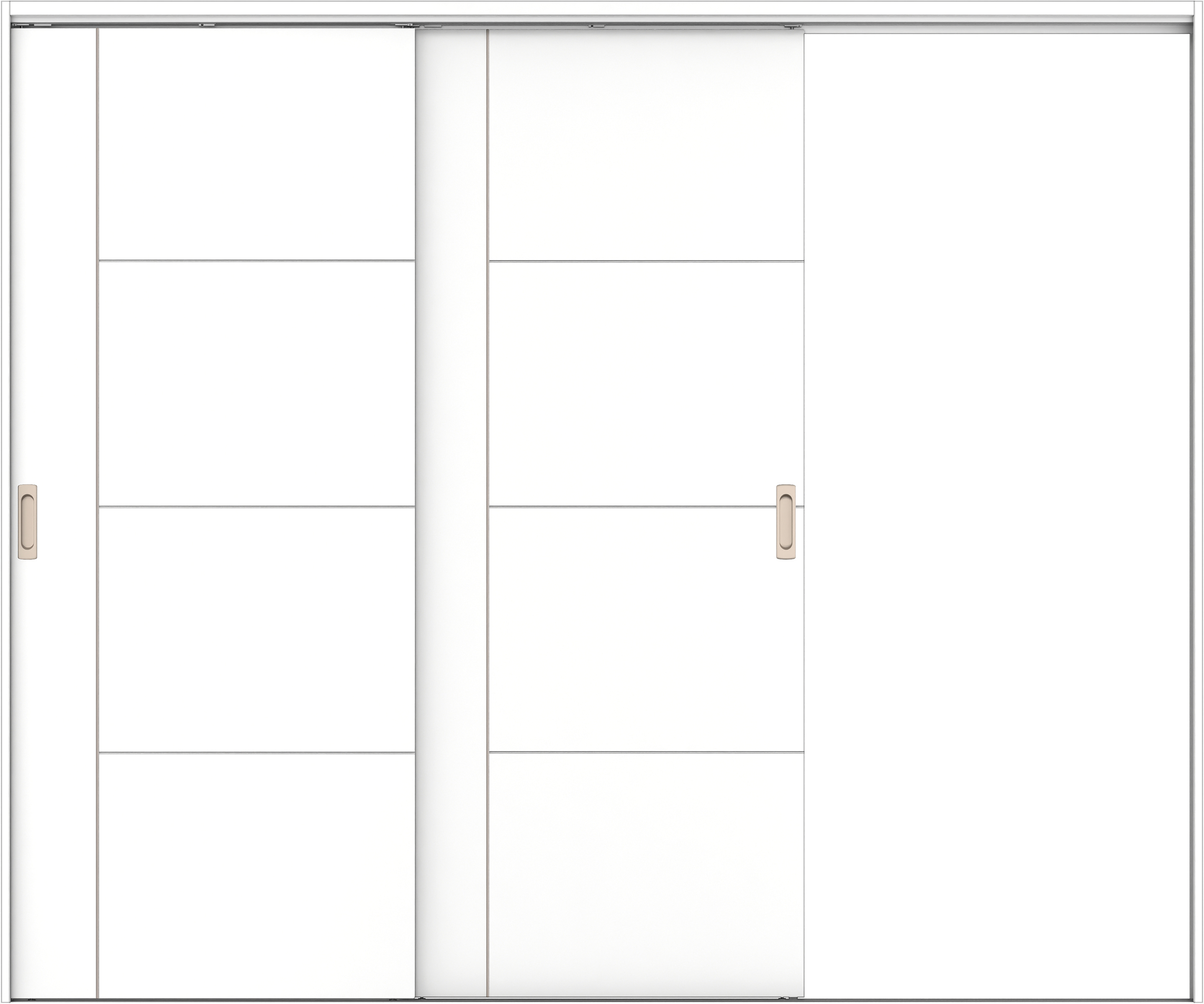 リビングドア　イエリア　吊戸・２枚片引　扉セット　Ｄ１デザイン　２４３７幅用　２０００高　〈パウダーホワイト柄〉　右引用　錠なし　ラクラクローズ付用