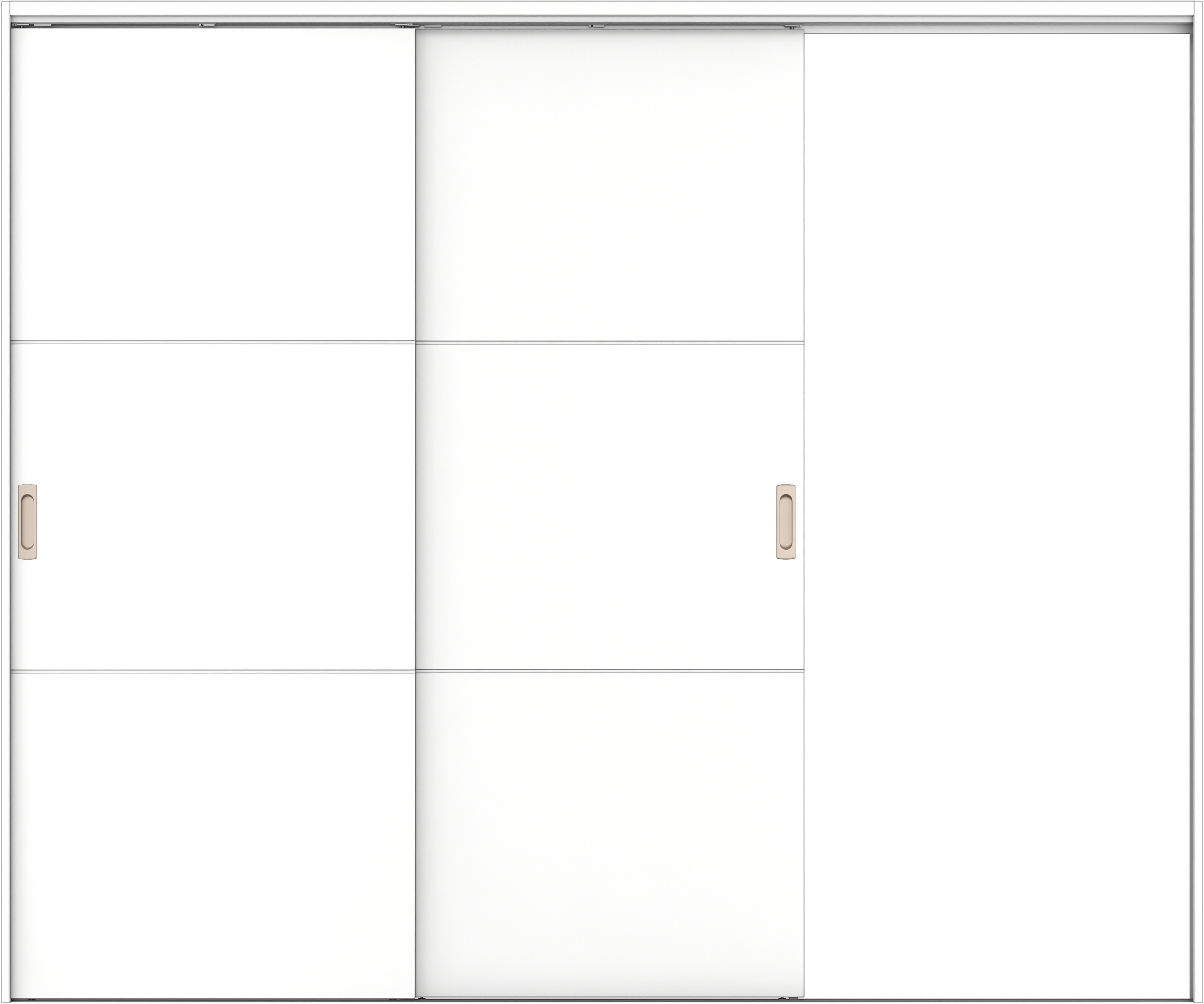 リビングドア　イエリア　吊戸・２枚片引　扉セット　Ｕ４デザイン　２４３７幅用　２０００高　〈パウダーホワイト柄〉　右引用　錠なし　ラクラクローズ付用