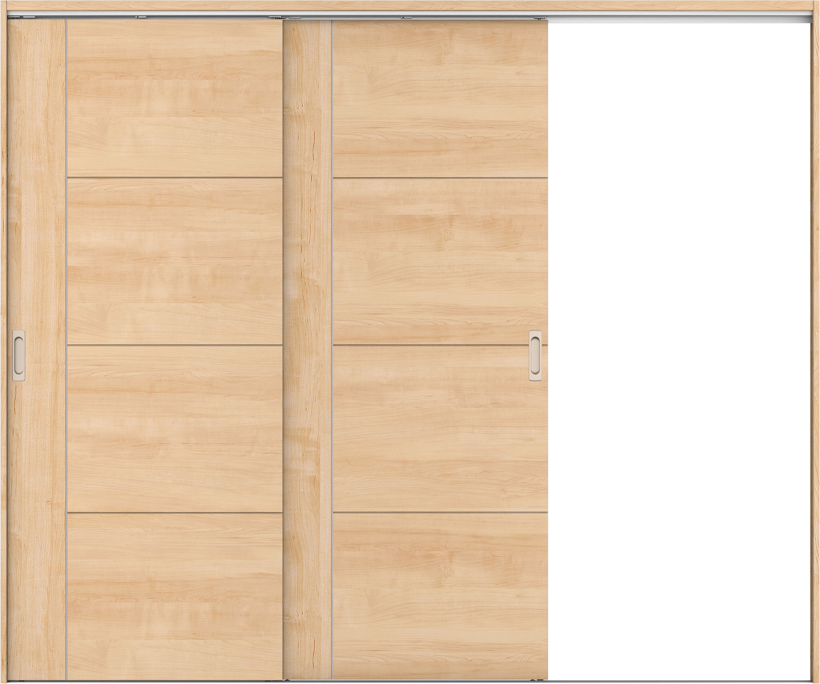 リビングドア　イエリア　吊戸・２枚片引　扉セット　Ｄ１デザイン　２４３７幅用　２０００高　〈ミルベージュ柄〉　右引用　錠なし　ラクラクローズ付用