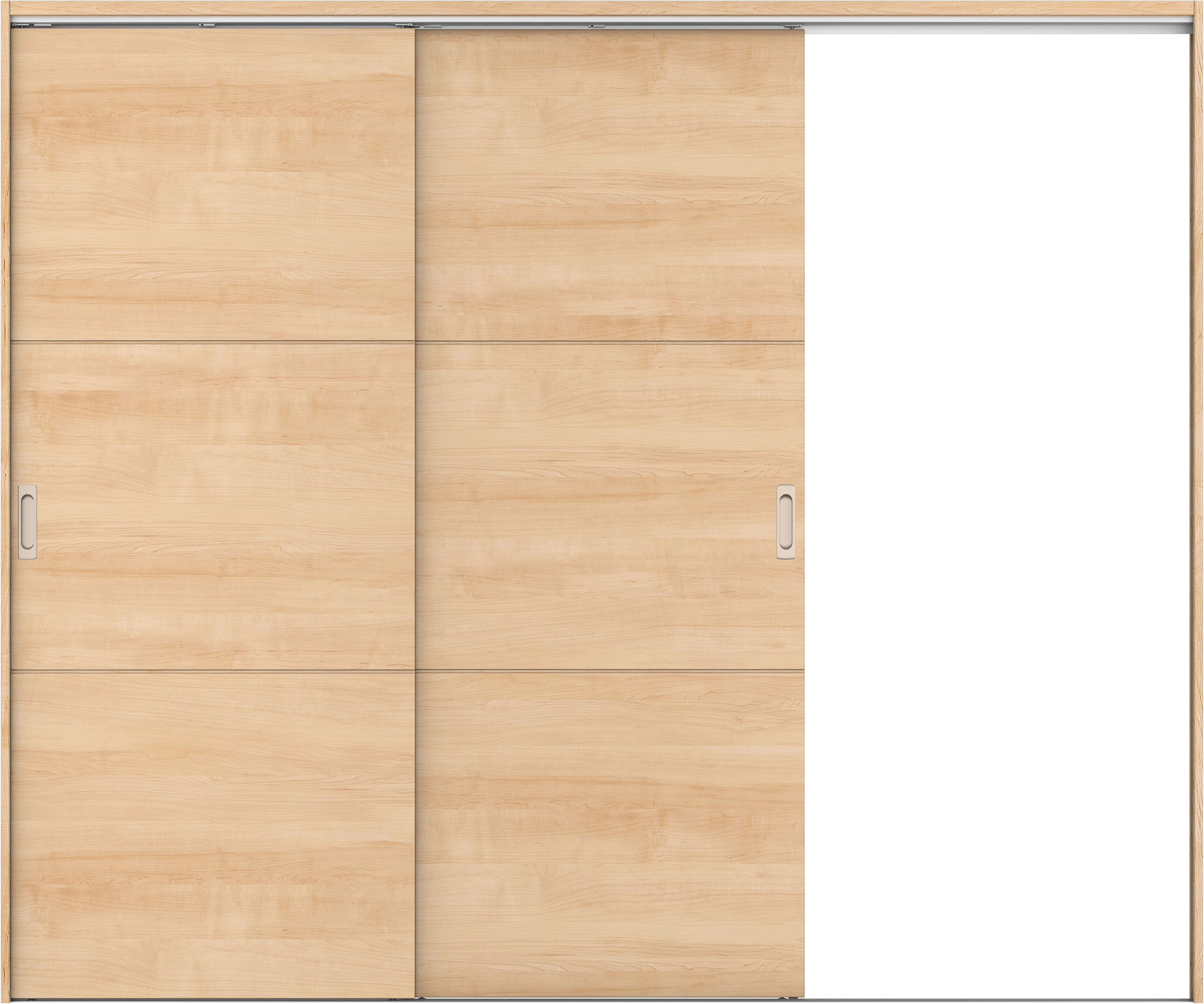 リビングドア　イエリア　吊戸・２枚片引　扉セット　Ｕ４デザイン　２４３７幅用　２０００高　〈ミルベージュ柄〉　右引用　錠なし　ラクラクローズ付用