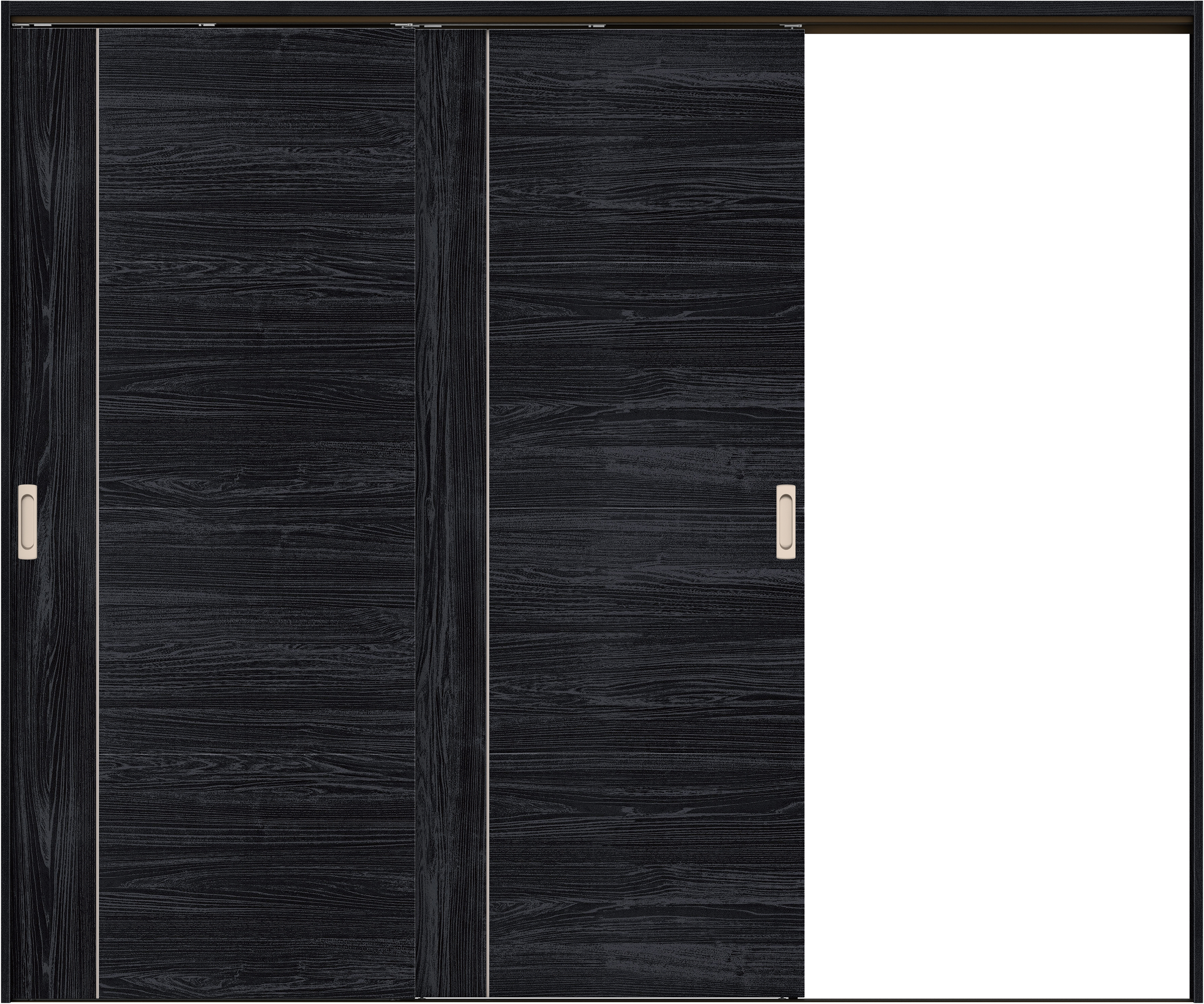リビングドア　イエリア　吊戸・２枚片引　扉セット　Ｄ１デザイン　２４３７幅用　２０００高　〈モスブラック柄〉　右引用　錠なし　ラクラクローズ付用