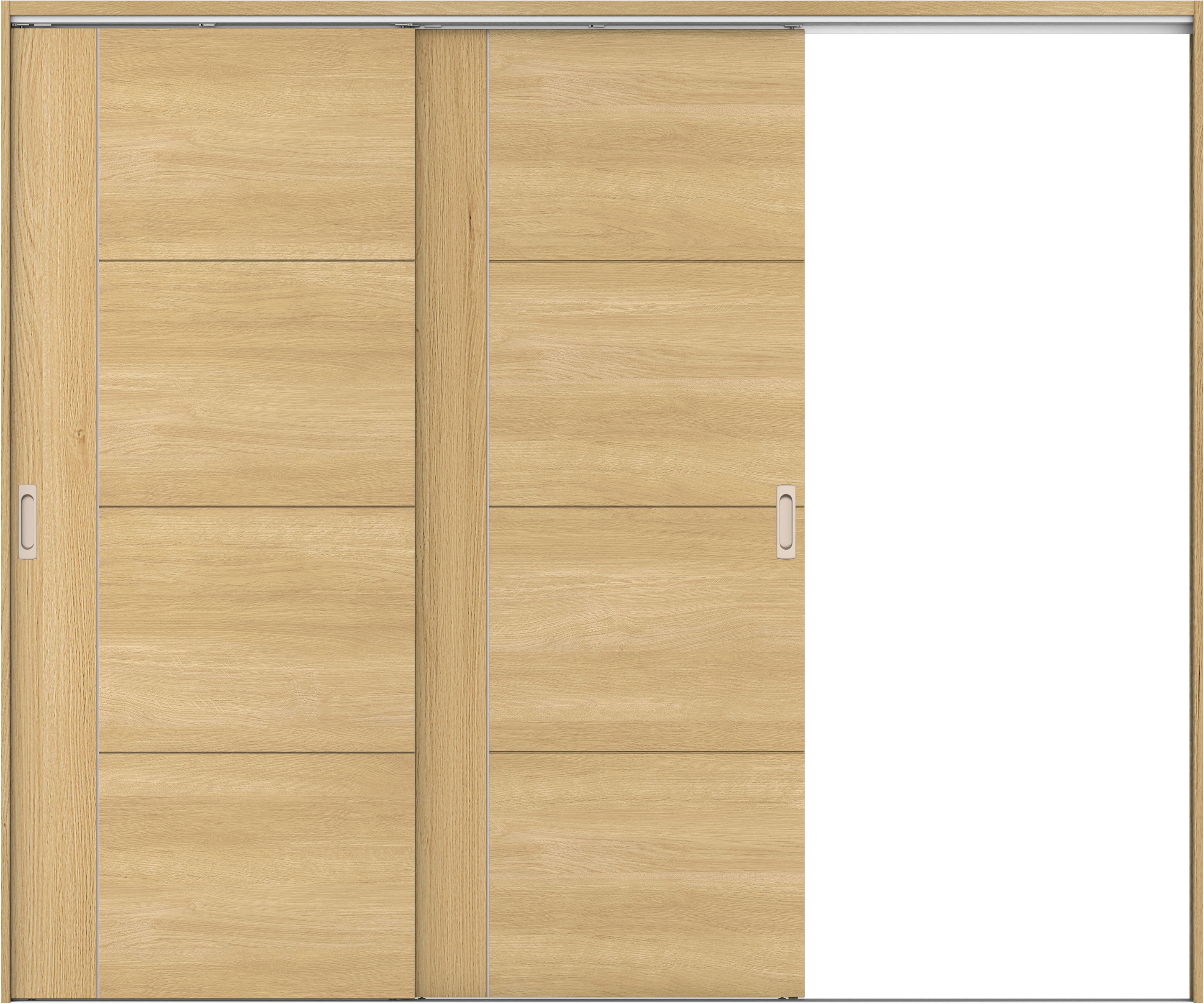リビングドア　イエリア　吊戸・２枚片引　扉セット　Ｄ１デザイン　２４３７幅用　２０００高　〈ライトオーカー柄〉　右引用　錠なし　ラクラクローズ付用