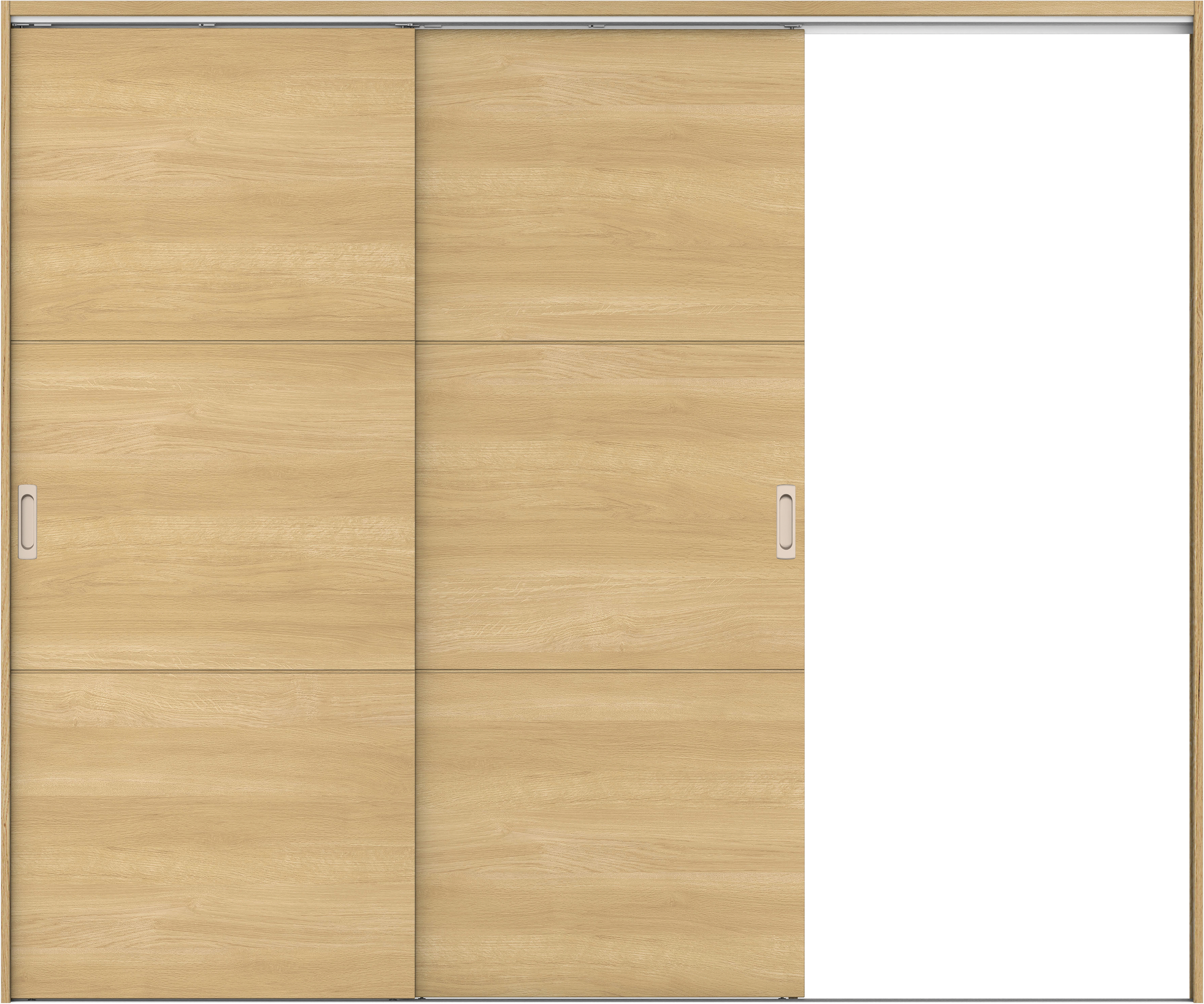 リビングドア　イエリア　吊戸・２枚片引　扉セット　Ｕ４デザイン　２４３７幅用　２０００高　〈ライトオーカー柄〉　右引用　錠なし　ラクラクローズ付用