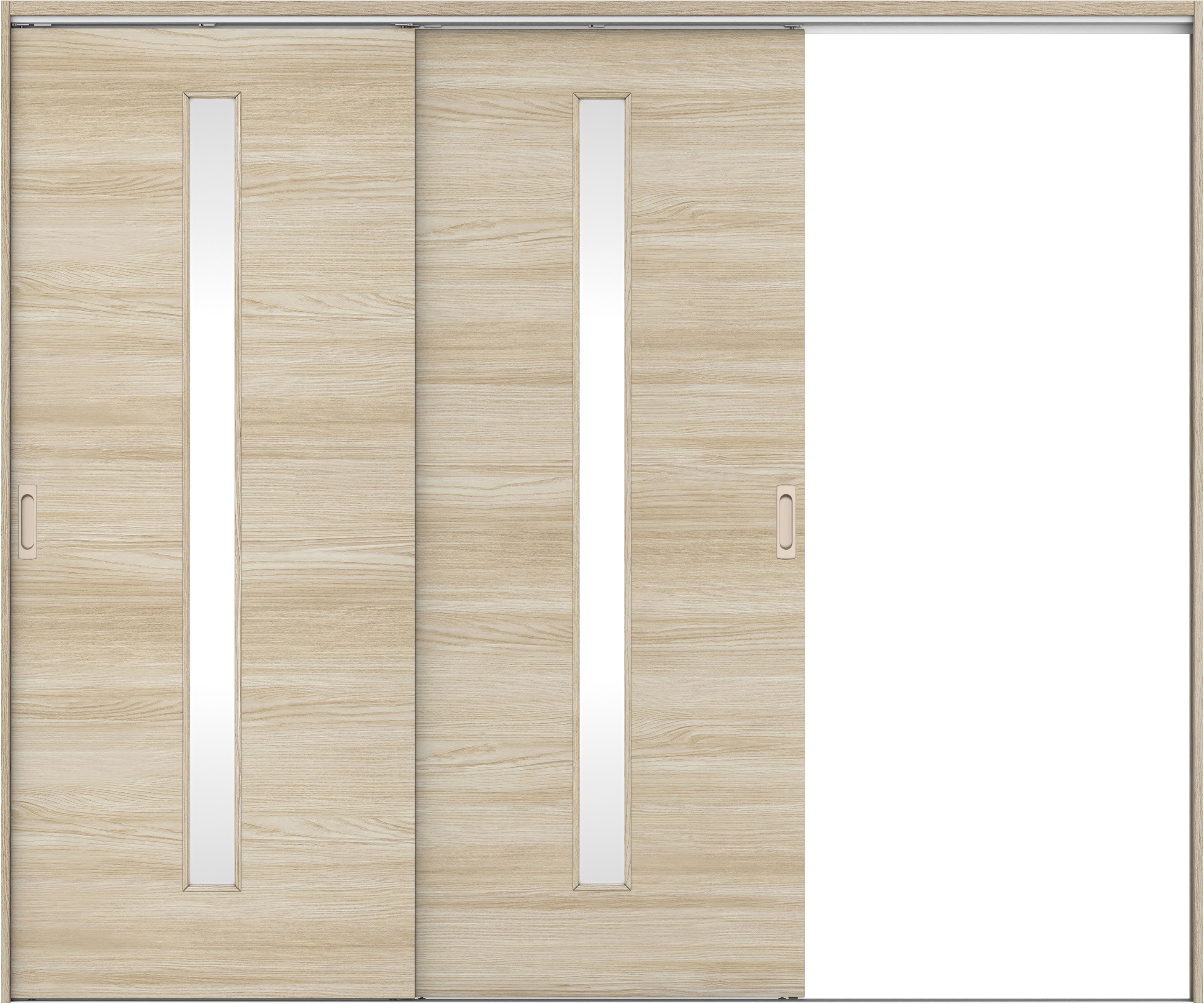 リビングドア　イエリア　吊戸・２枚片引　扉セット　Ｕ８デザイン　２４３７幅用　２０００高　〈ソフトグレージュ柄〉　右引用　錠なし　ラクラクローズ付用