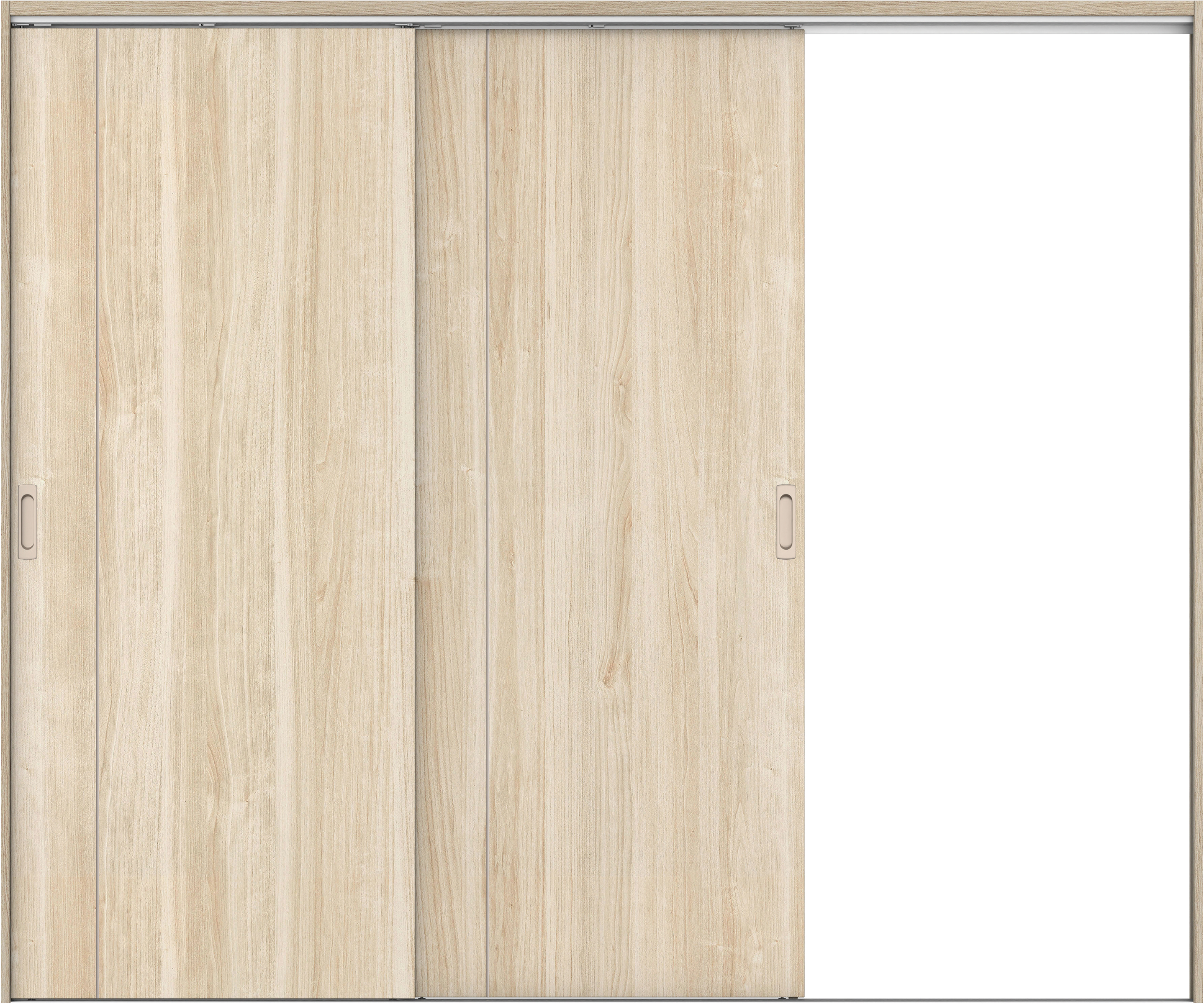 リビングドア　イエリア　吊戸・２枚片引　扉セット　Ｄ３デザイン　２４３７幅用　２０００高　〈コットンベージュ柄〉　右引用　錠なし　ラクラクローズ付用