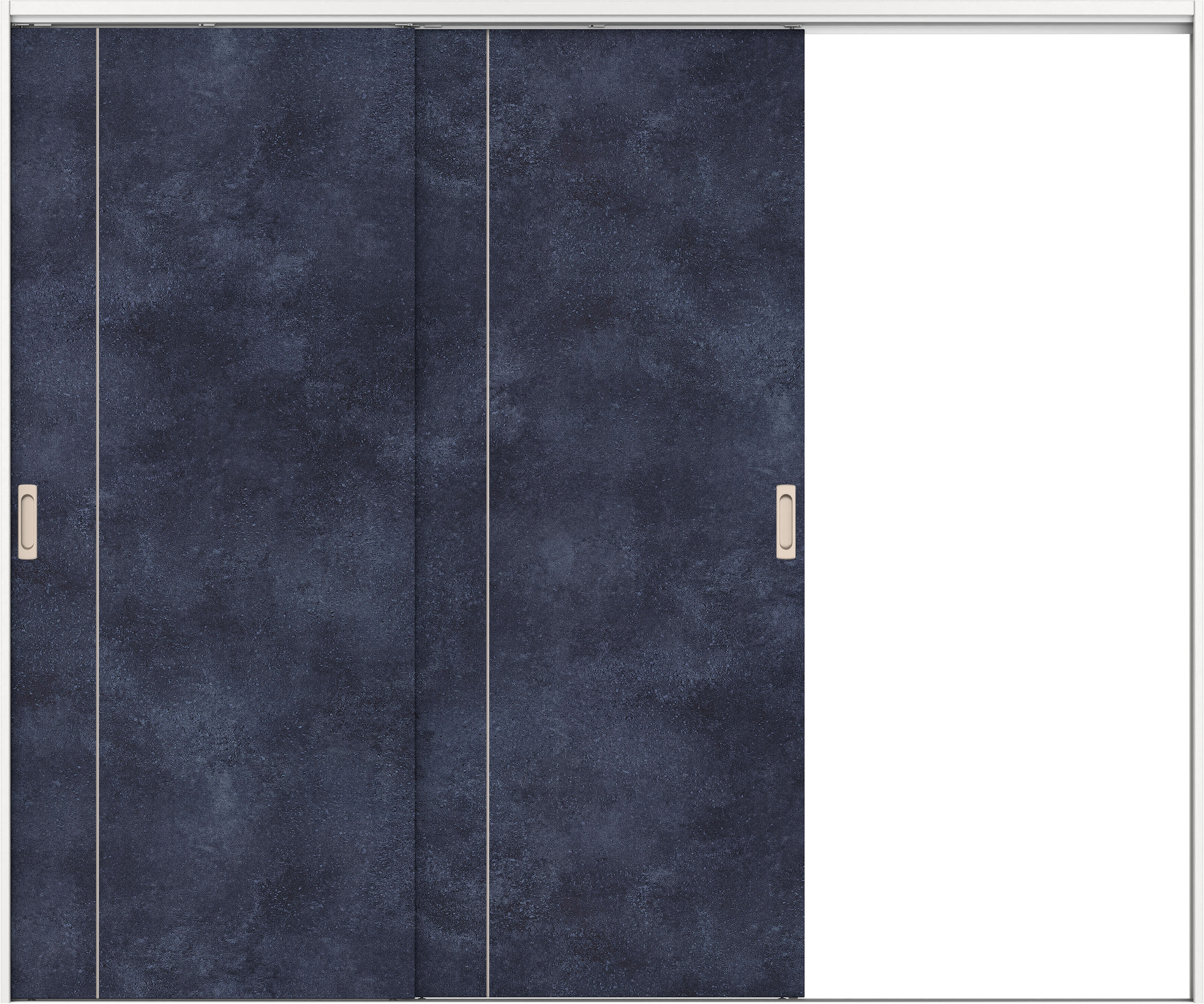 リビングドア　イエリア　吊戸・２枚片引　扉セット　Ｄ３デザイン　２４３７幅用　２０００高　〈コバルトブルー柄〉　右引用　錠なし　ラクラクローズ付用