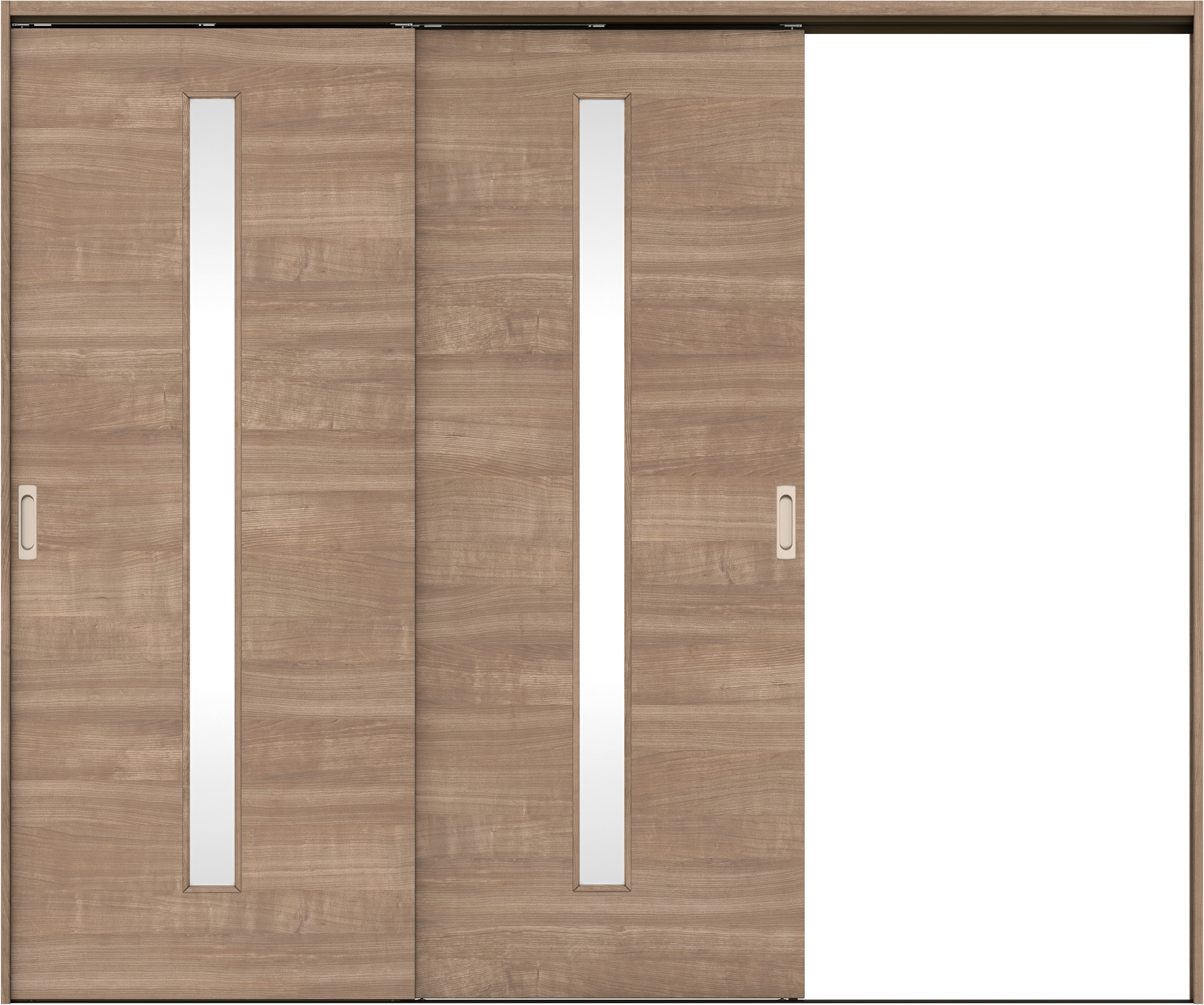 リビングドア　イエリア　吊戸・２枚片引　扉セット　Ｕ８デザイン　２４３７幅用　２０００高　〈トープグレー柄〉　右引用　錠なし　ラクラクローズ付用