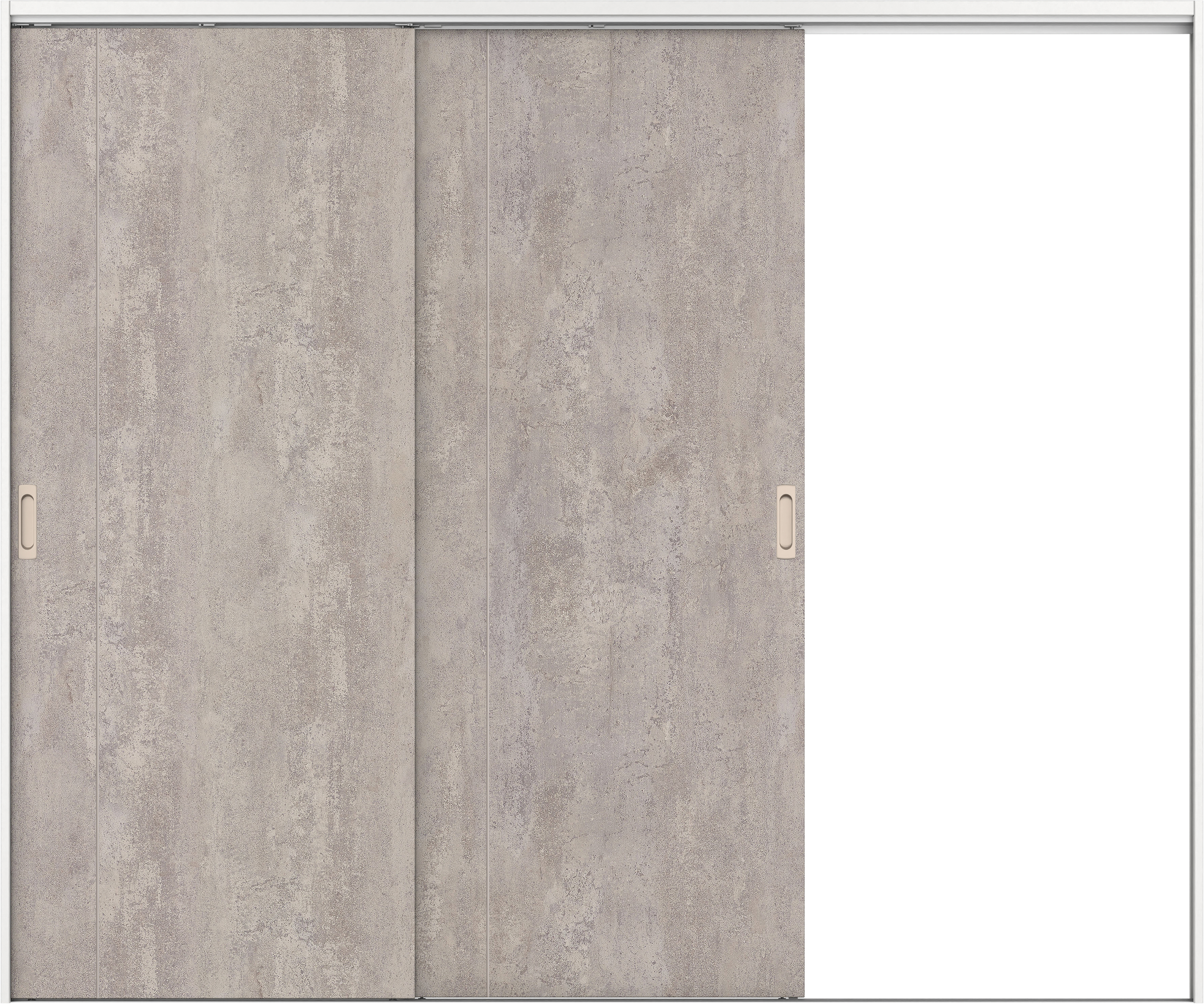リビングドア　イエリア　吊戸・２枚片引　扉セット　Ｄ３デザイン　２４３７幅用　２０００高　〈コンクリートグレー柄〉　右引用　錠なし　ラクラクローズ付用