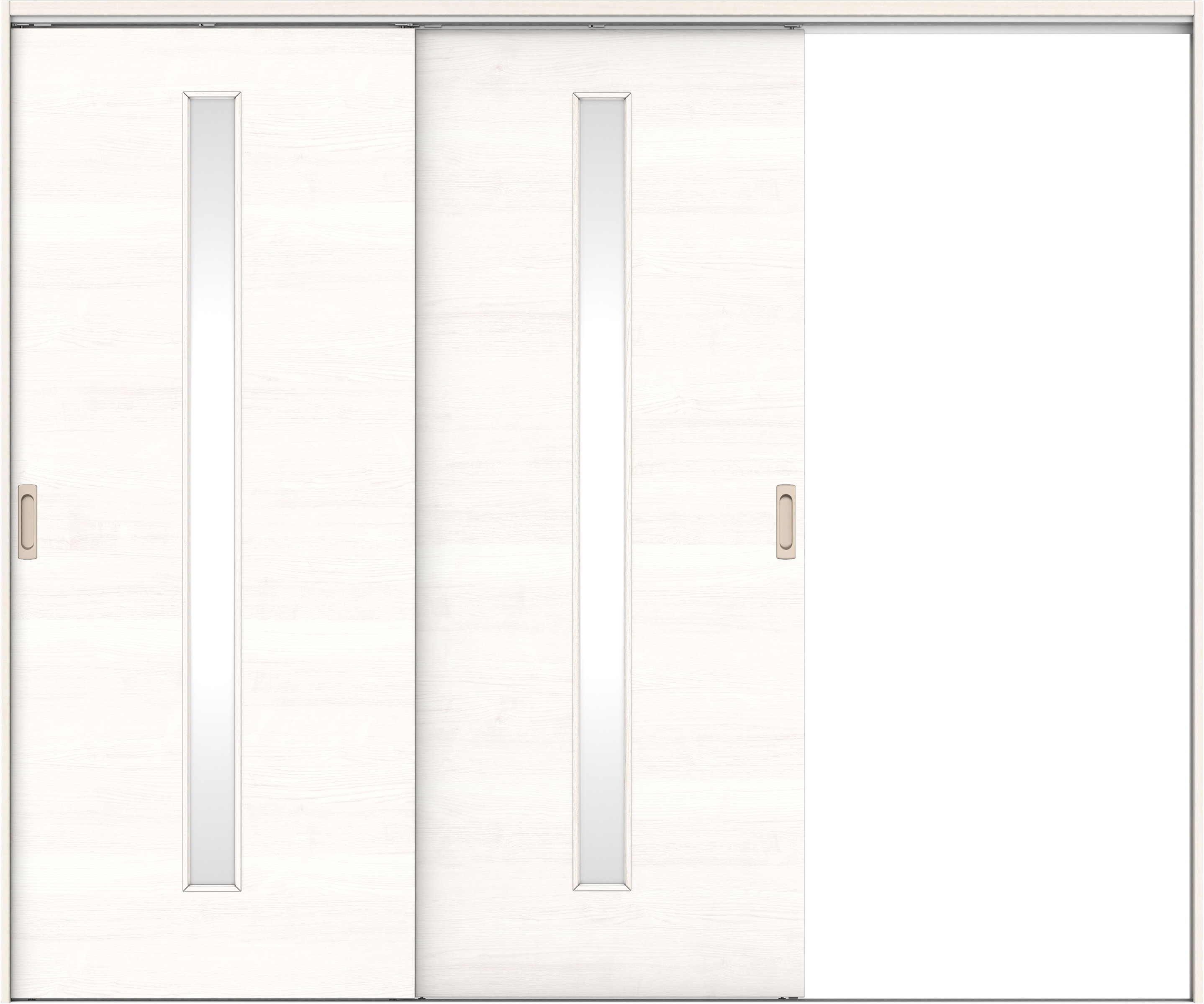 リビングドア　イエリア　吊戸・２枚片引　扉セット　Ｕ８デザイン　２４３７幅用　２０００高　〈ネオホワイト柄〉　右引用　錠なし　ラクラクローズ付用