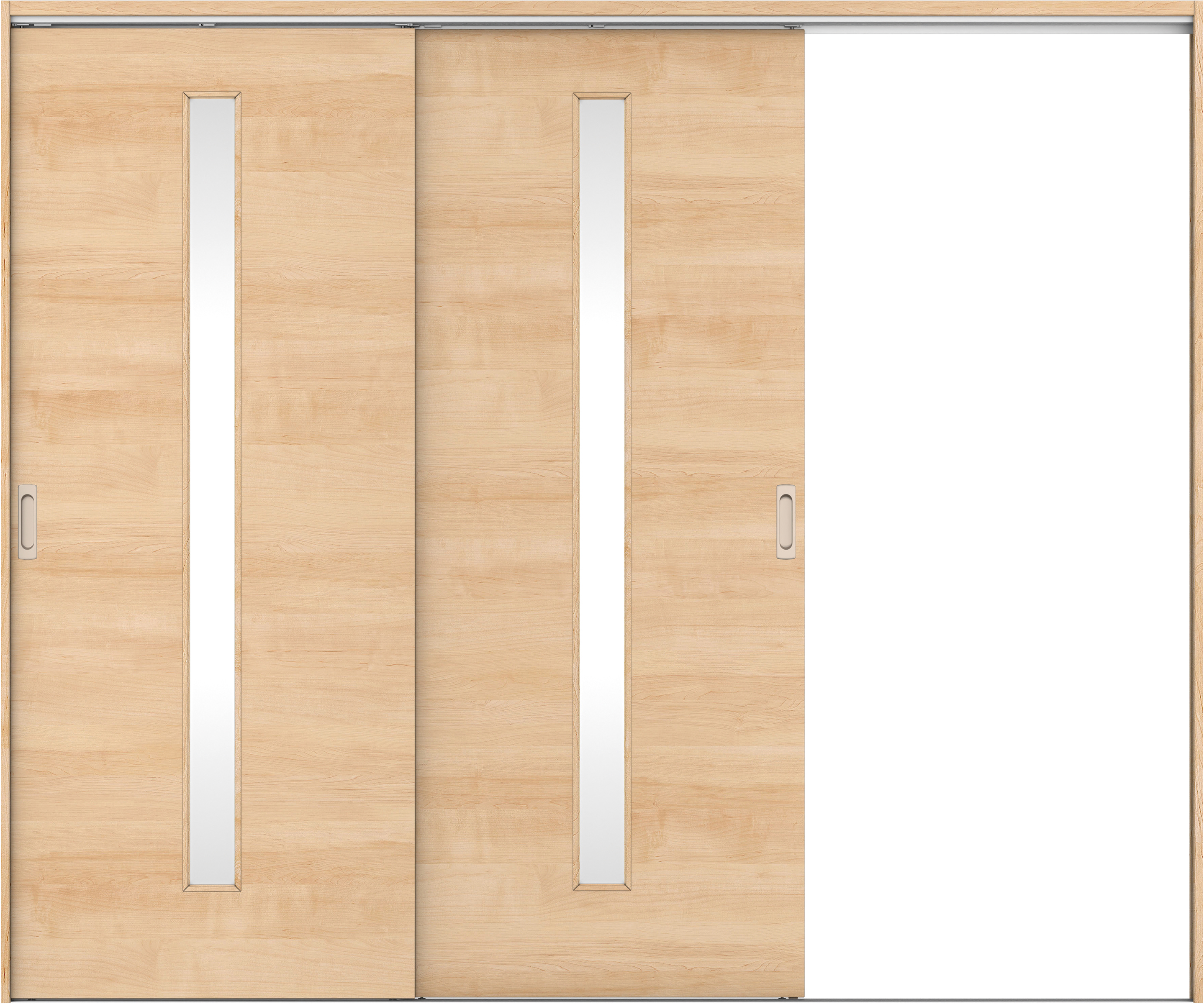リビングドア　イエリア　吊戸・２枚片引　扉セット　Ｕ８デザイン　２４３７幅用　２０００高　〈ミルベージュ柄〉　右引用　錠なし　ラクラクローズ付用