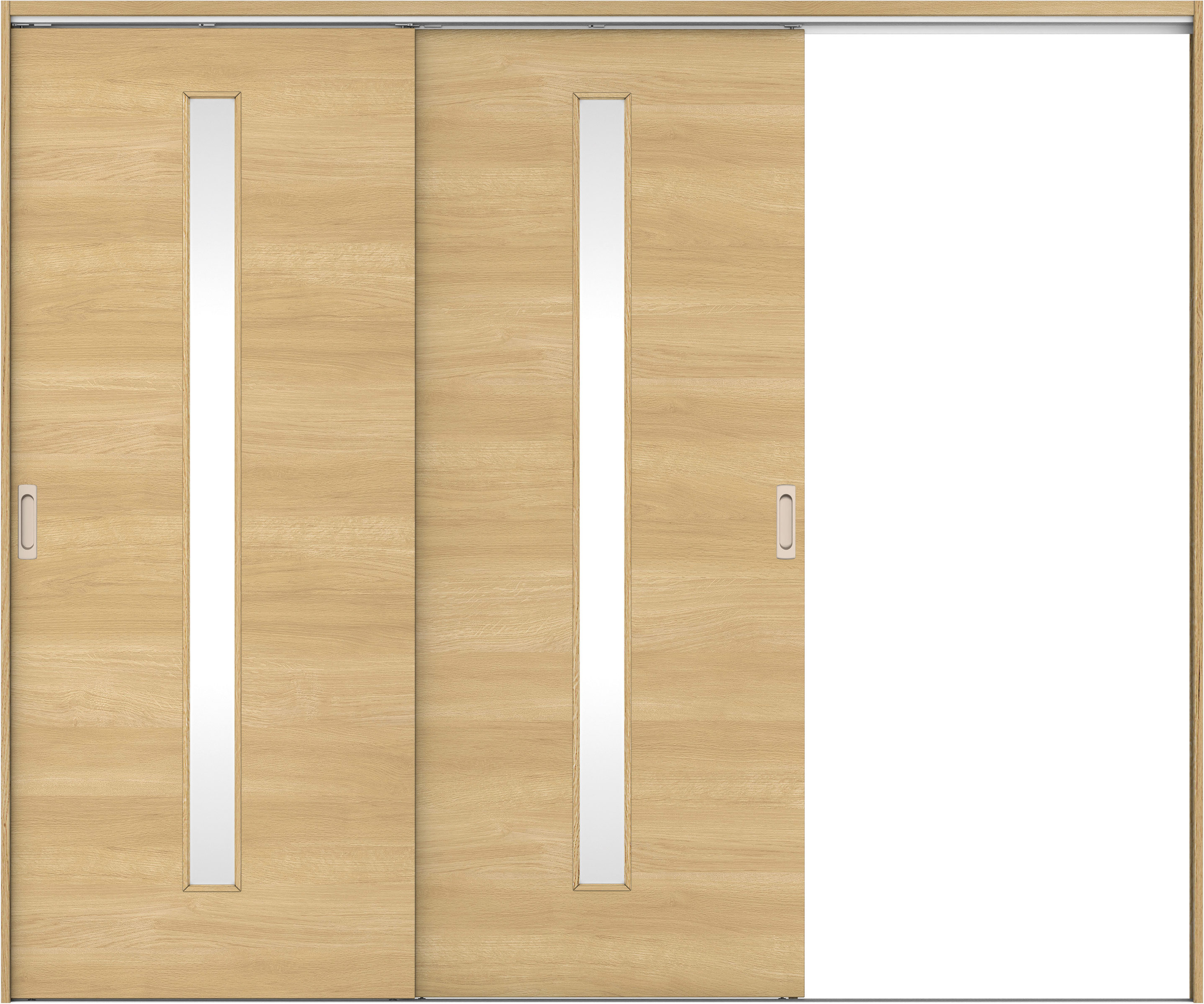 リビングドア　イエリア　吊戸・２枚片引　扉セット　Ｕ８デザイン　２４３７幅用　２０００高　〈ライトオーカー柄〉　右引用　錠なし　ラクラクローズ付用