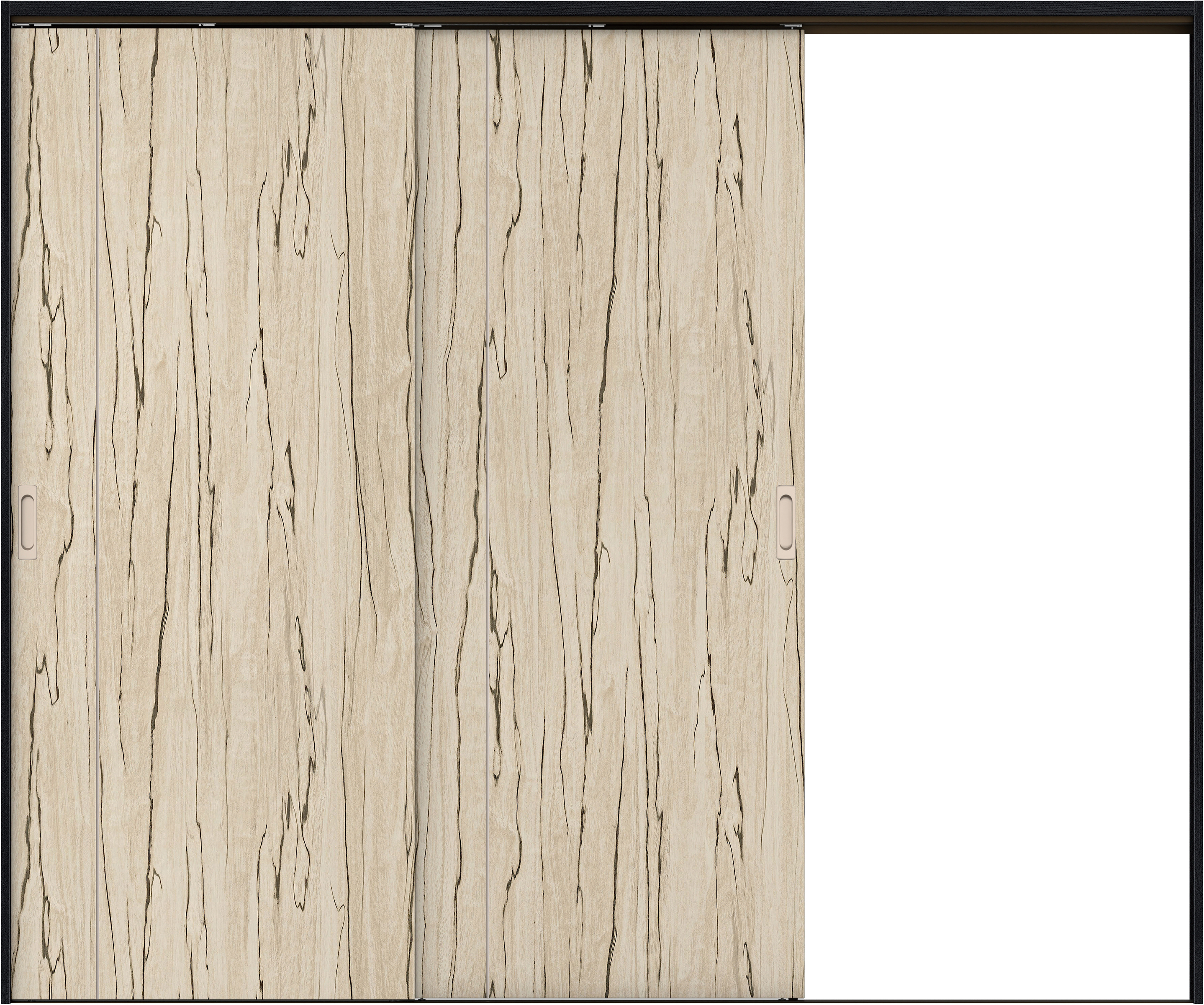 リビングドア　イエリア　吊戸・２枚片引　扉セット　Ｄ３デザイン　２４３７幅用　２０００高　〈スロウベージュ柄〉　右引用　錠なし　ラクラクローズ付用