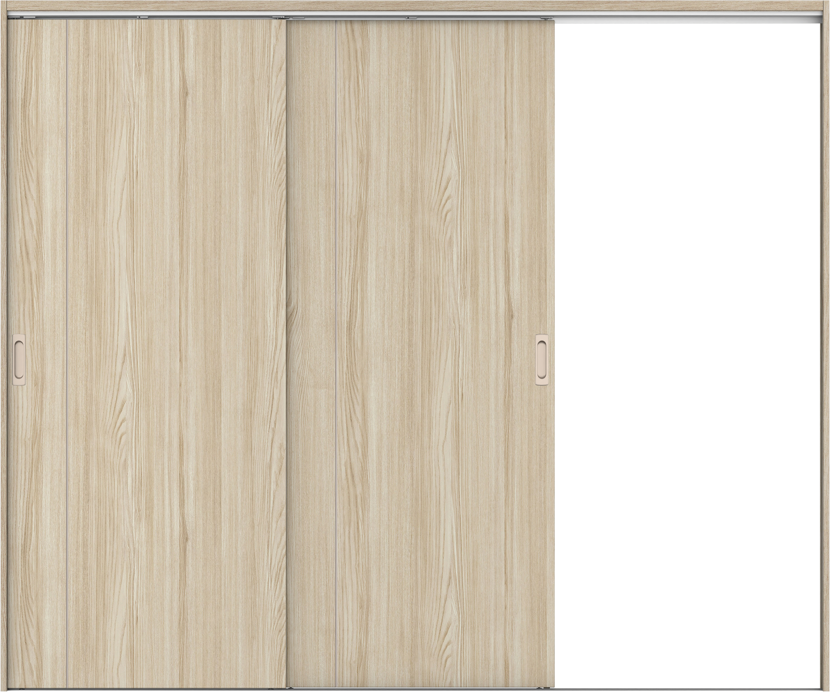 リビングドア　イエリア　吊戸・２枚片引　扉セット　Ｄ３デザイン　２４３７幅用　２０００高　〈ソフトグレージュ柄〉　右引用　錠なし　ラクラクローズ付用