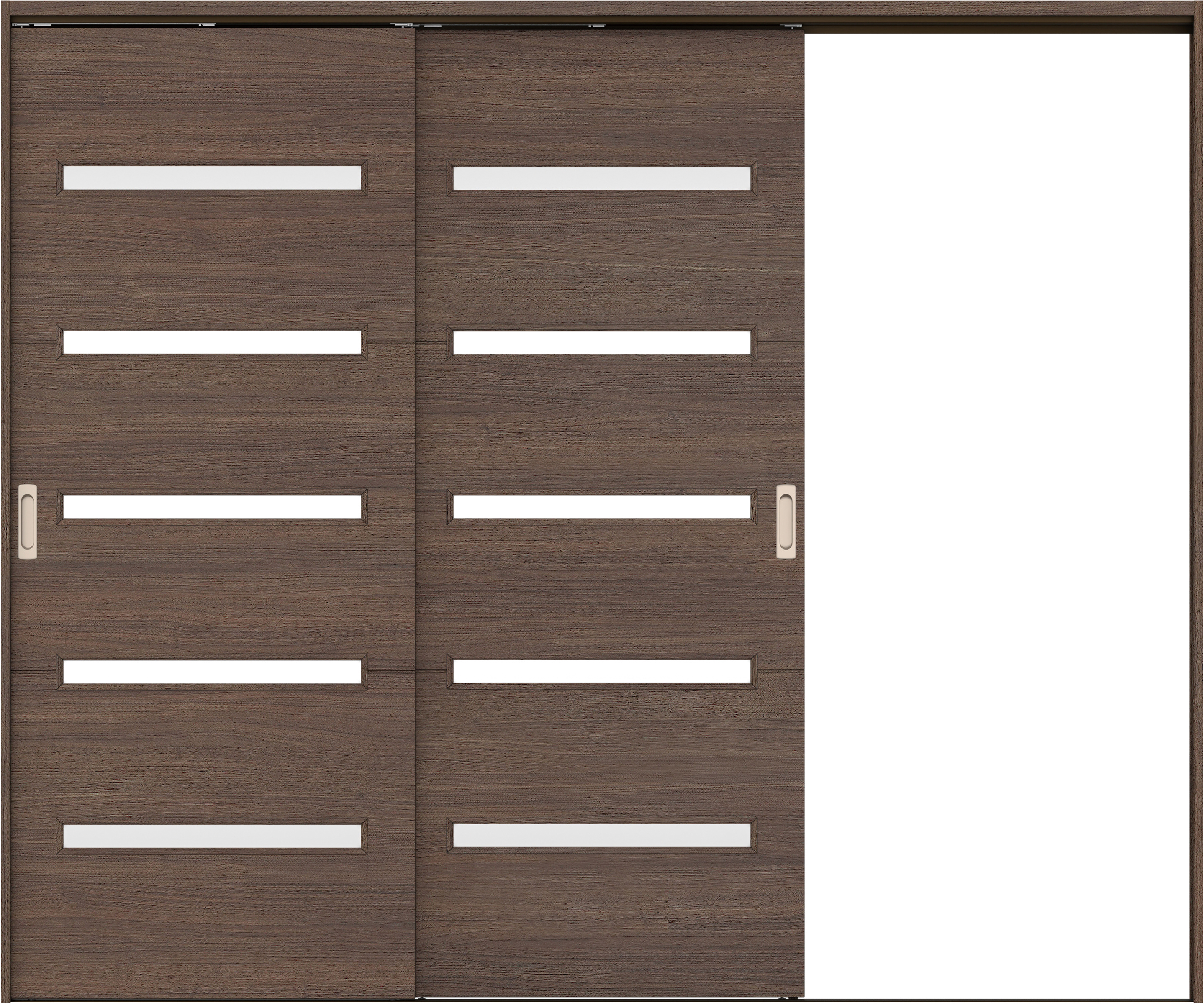 リビングドア　イエリア　吊戸・２枚片引　扉セット　Ｙ４デザイン　２４３７幅用　２０００高　〈ダルブラウン柄〉　右引用　錠なし　ラクラクローズ付用