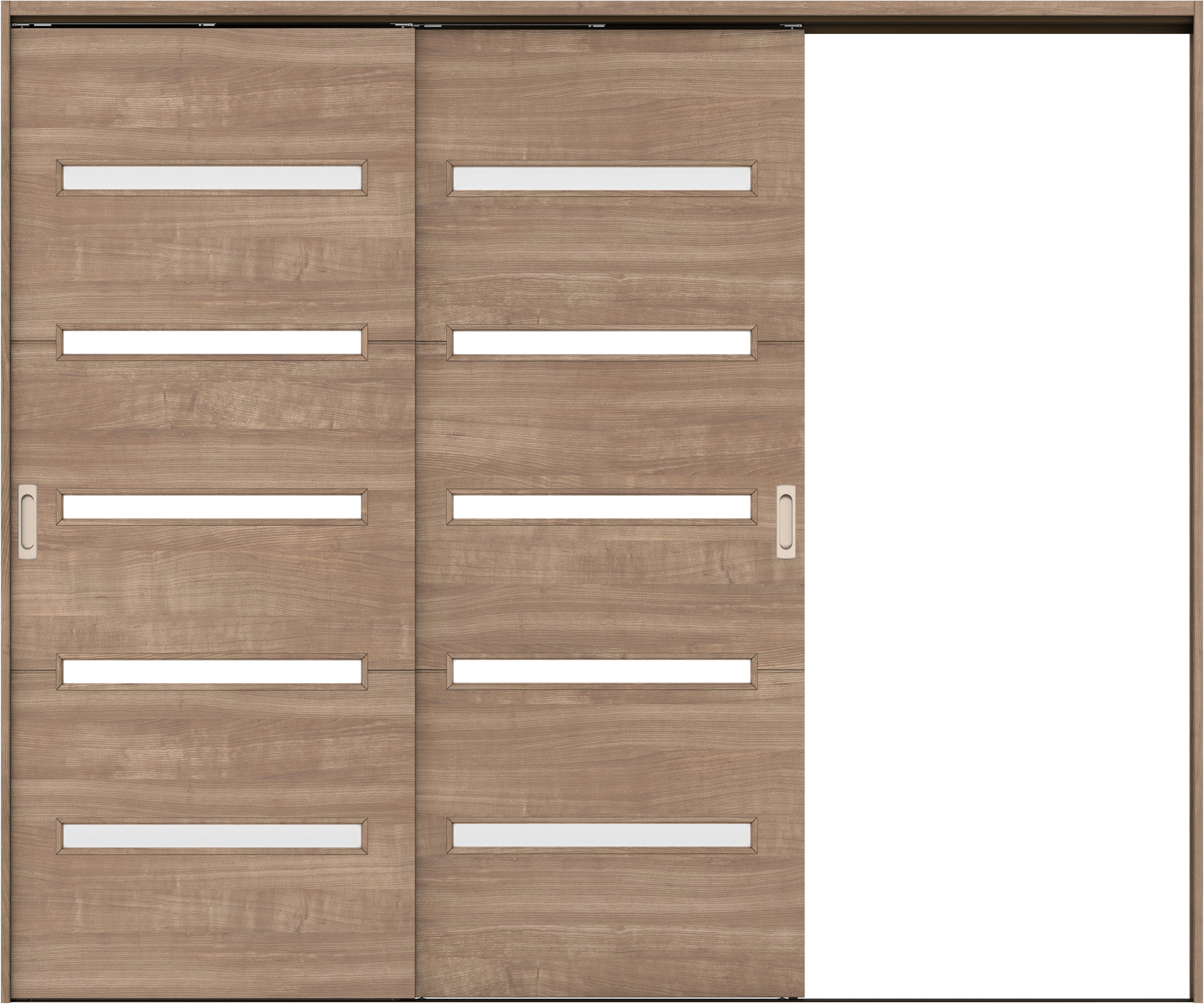 リビングドア　イエリア　吊戸・２枚片引　扉セット　Ｙ４デザイン　２４３７幅用　２０００高　〈トープグレー柄〉　右引用　錠なし　ラクラクローズ付用