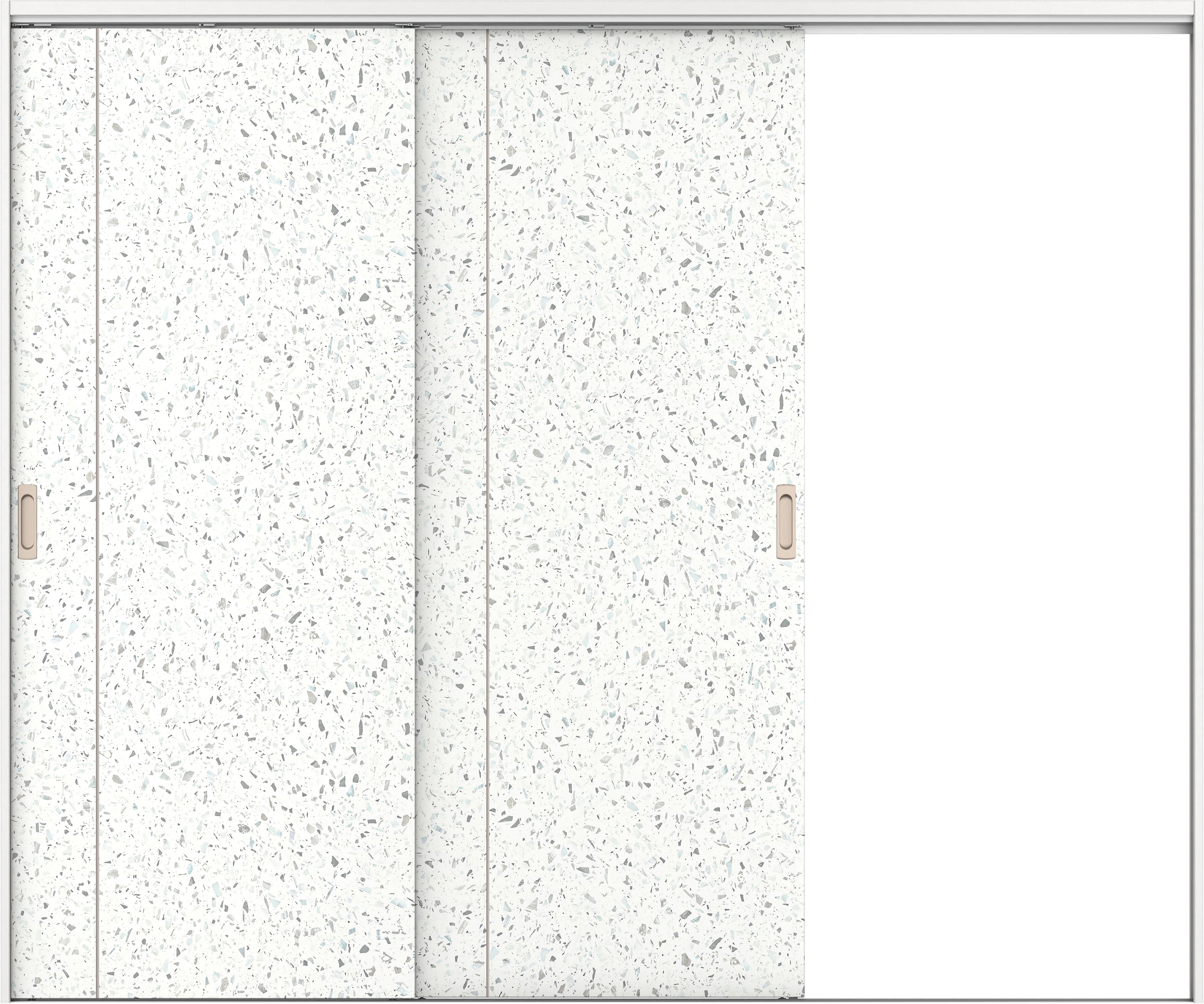 リビングドア　イエリア　吊戸・２枚片引　扉セット　Ｄ３デザイン　２４３７幅用　２０００高　〈テラゾホワイト柄〉　右引用　錠なし　ラクラクローズ付用