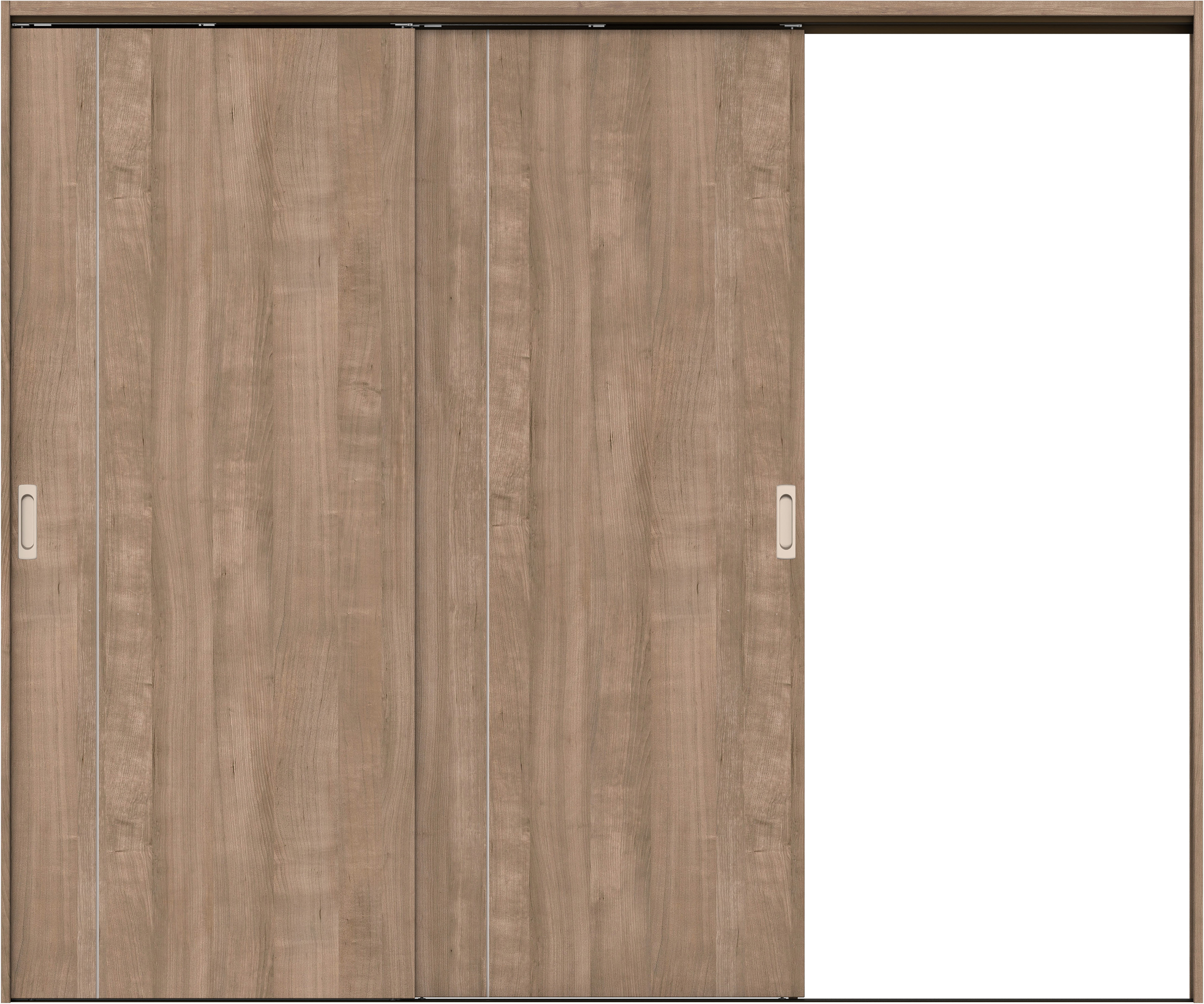 リビングドア　イエリア　吊戸・２枚片引　扉セット　Ｄ３デザイン　２４３７幅用　２０００高　〈トープグレー柄〉　右引用　錠なし　ラクラクローズ付用