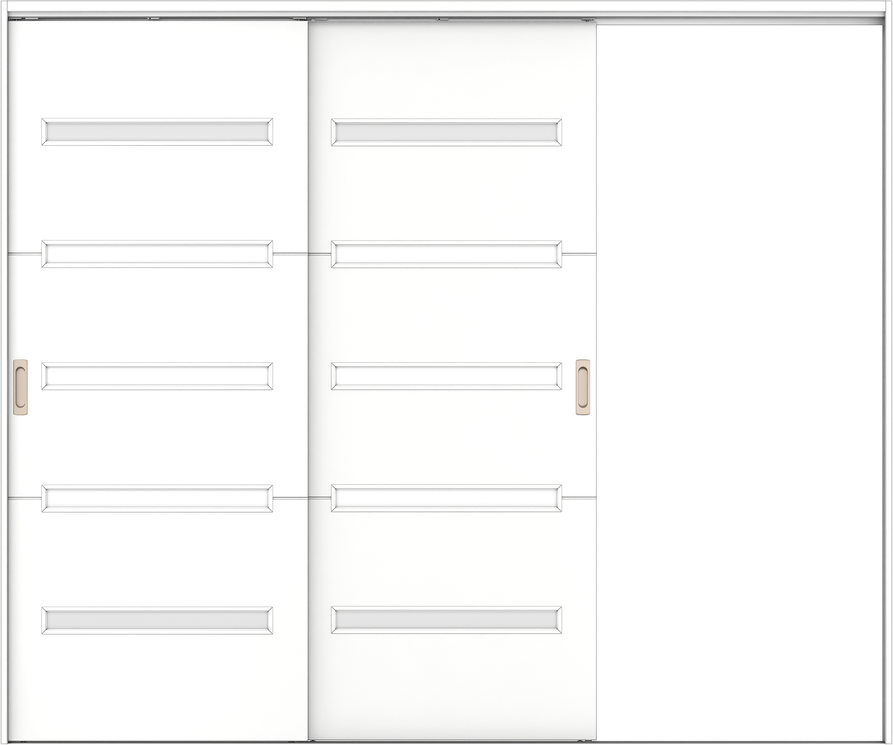 リビングドア　イエリア　吊戸・２枚片引　扉セット　Ｙ４デザイン　２４３７幅用　２０００高　〈パウダーホワイト柄〉　右引用　錠なし　ラクラクローズ付用