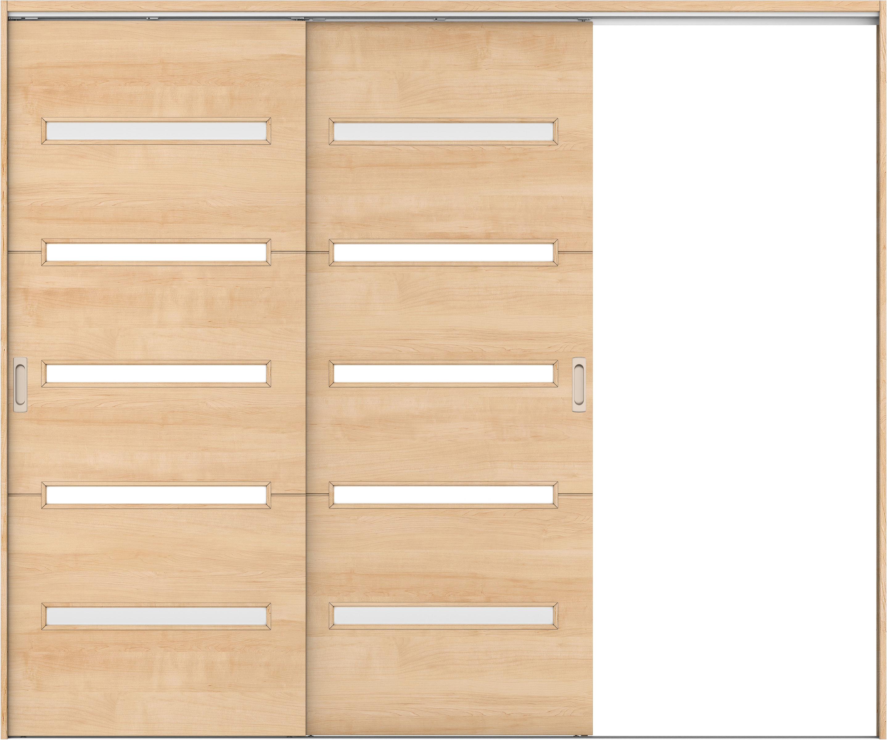 リビングドア　イエリア　吊戸・２枚片引　扉セット　Ｙ４デザイン　２４３７幅用　２０００高　〈ミルベージュ柄〉　右引用　錠なし　ラクラクローズ付用