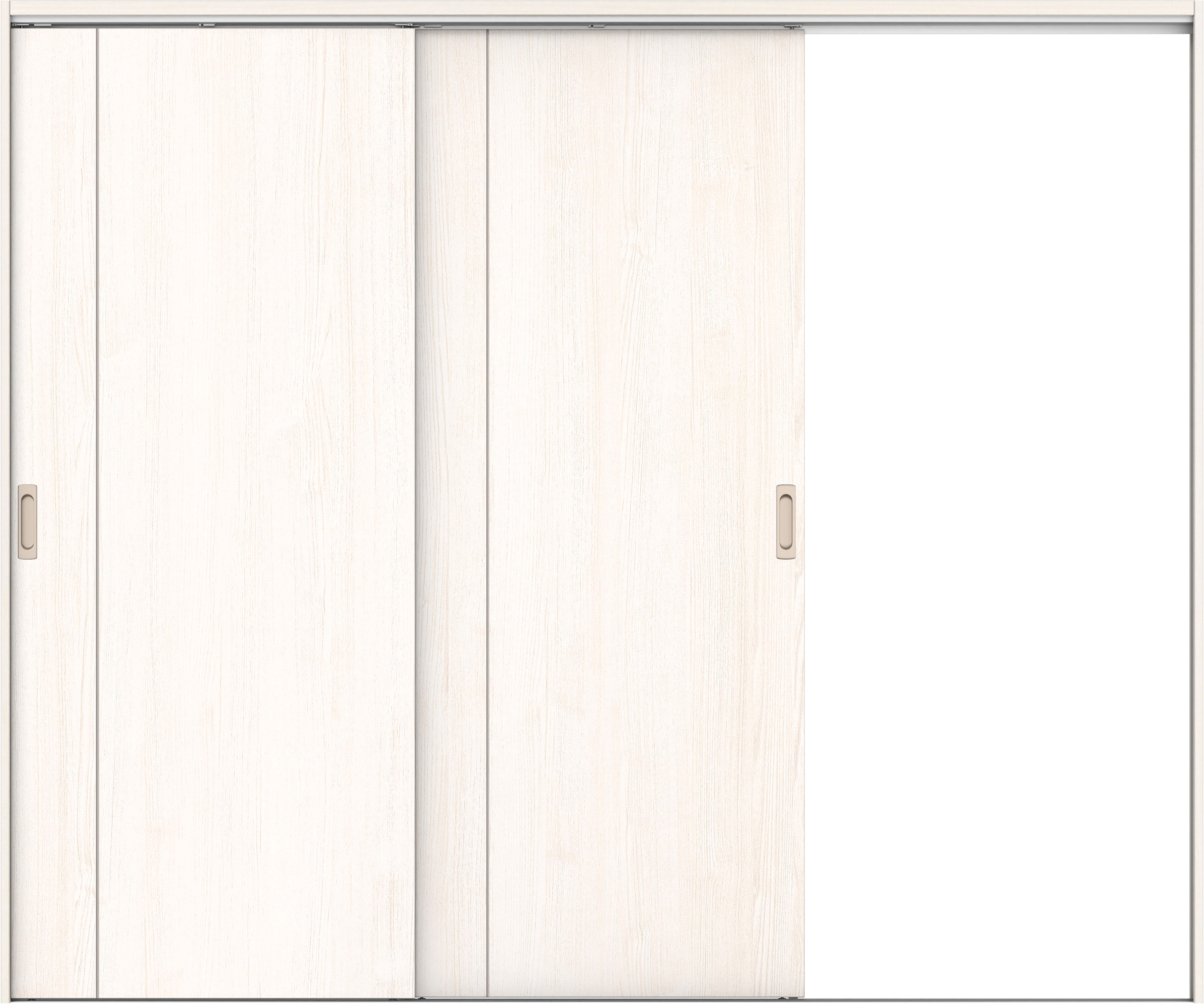 リビングドア　イエリア　吊戸・２枚片引　扉セット　Ｄ３デザイン　２４３７幅用　２０００高　〈ネオホワイト柄〉　右引用　錠なし　ラクラクローズ付用