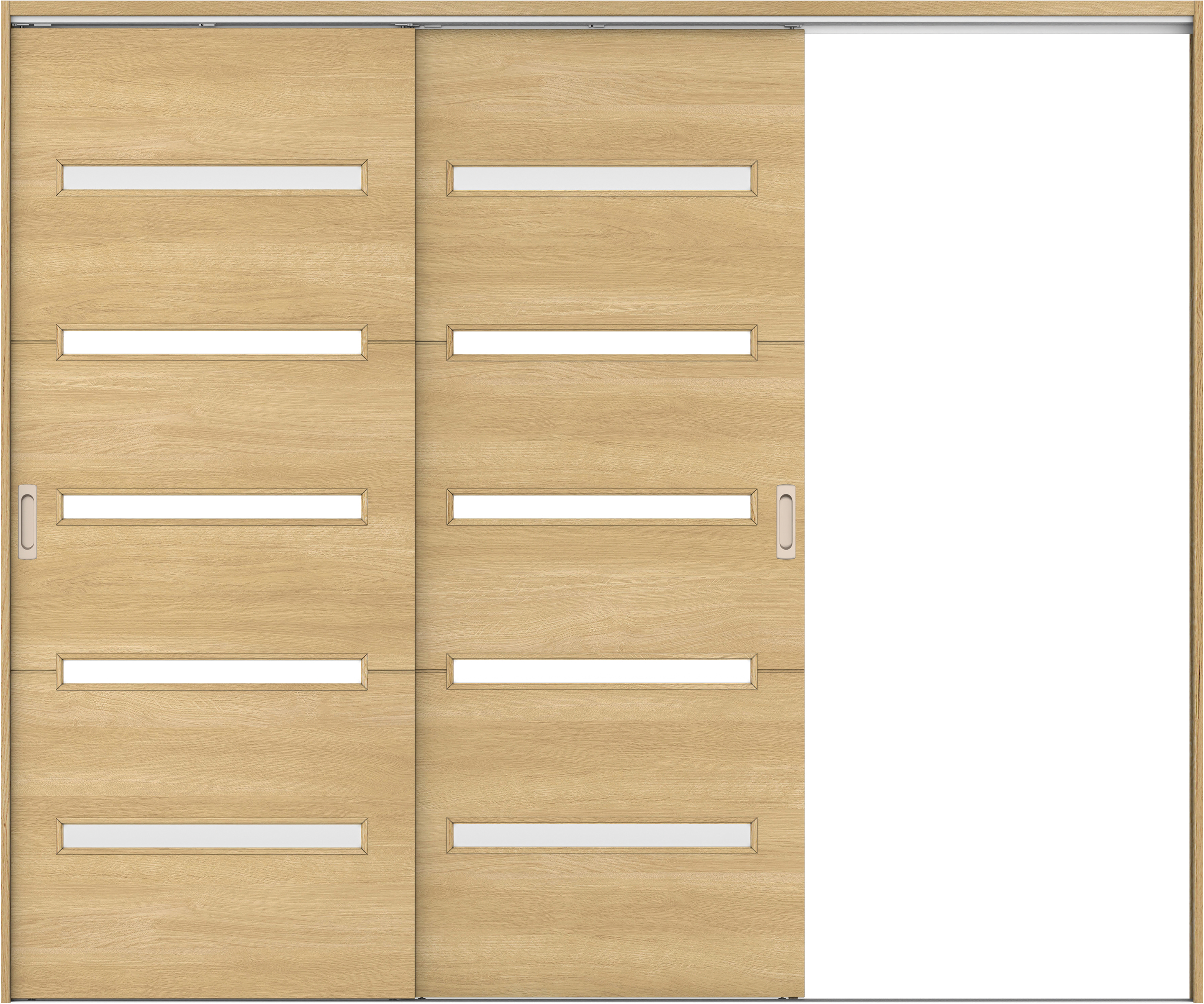 リビングドア　イエリア　吊戸・２枚片引　扉セット　Ｙ４デザイン　２４３７幅用　２０００高　〈ライトオーカー柄〉　右引用　錠なし　ラクラクローズ付用