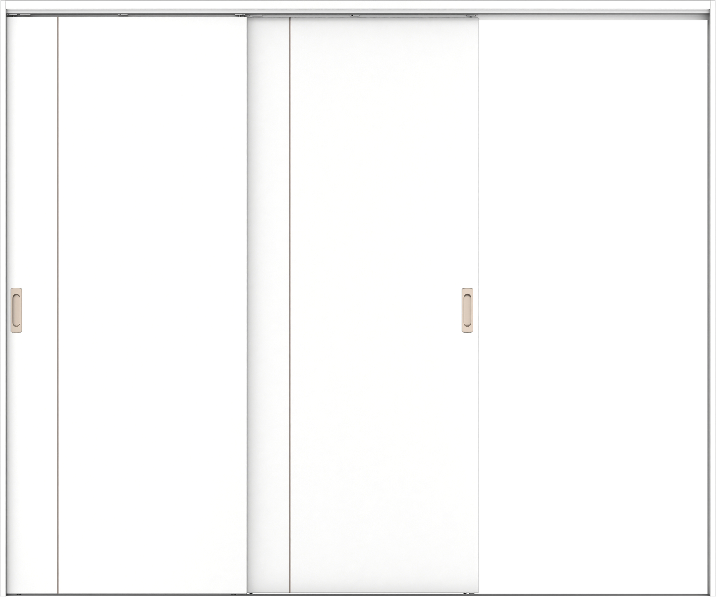 リビングドア　イエリア　吊戸・２枚片引　扉セット　Ｄ３デザイン　２４３７幅用　２０００高　〈パウダーホワイト柄〉　右引用　錠なし　ラクラクローズ付用