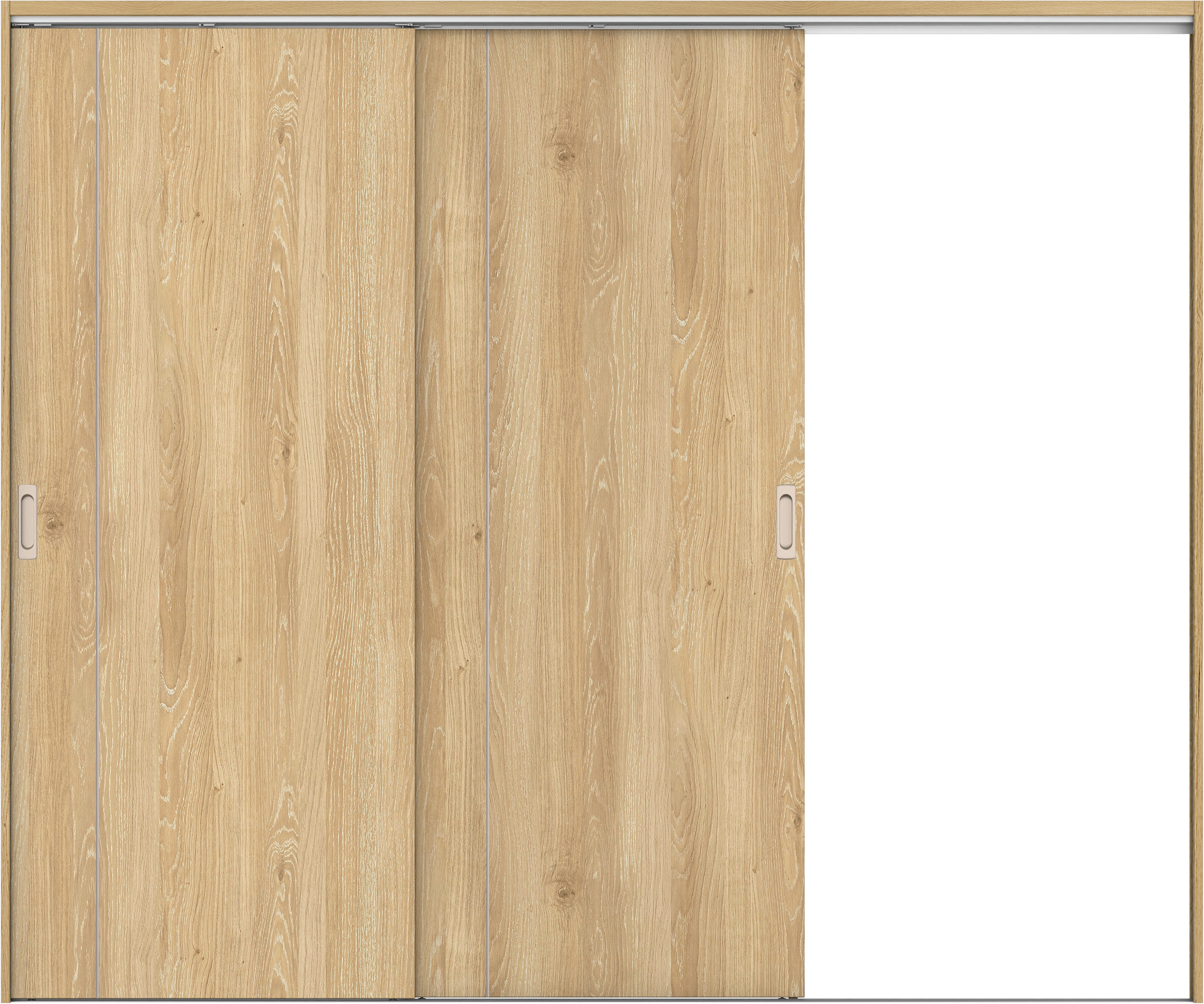 リビングドア　イエリア　吊戸・２枚片引　扉セット　Ｄ３デザイン　２４３７幅用　２０００高　〈ミルキーオーカー柄〉　右引用　錠なし　ラクラクローズ付用
