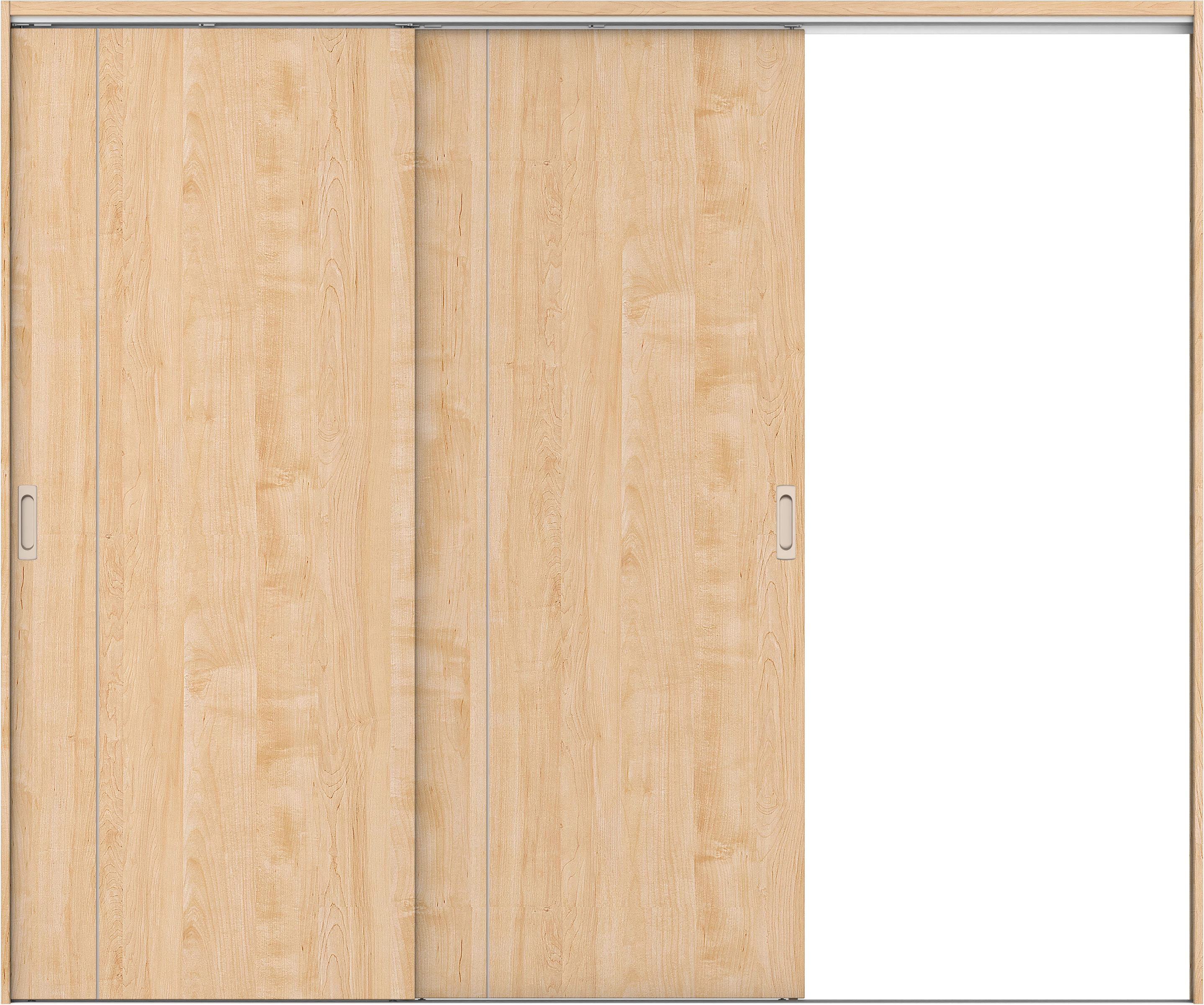リビングドア　イエリア　吊戸・２枚片引　扉セット　Ｄ３デザイン　２４３７幅用　２０００高　〈ミルベージュ柄〉　右引用　錠なし　ラクラクローズ付用