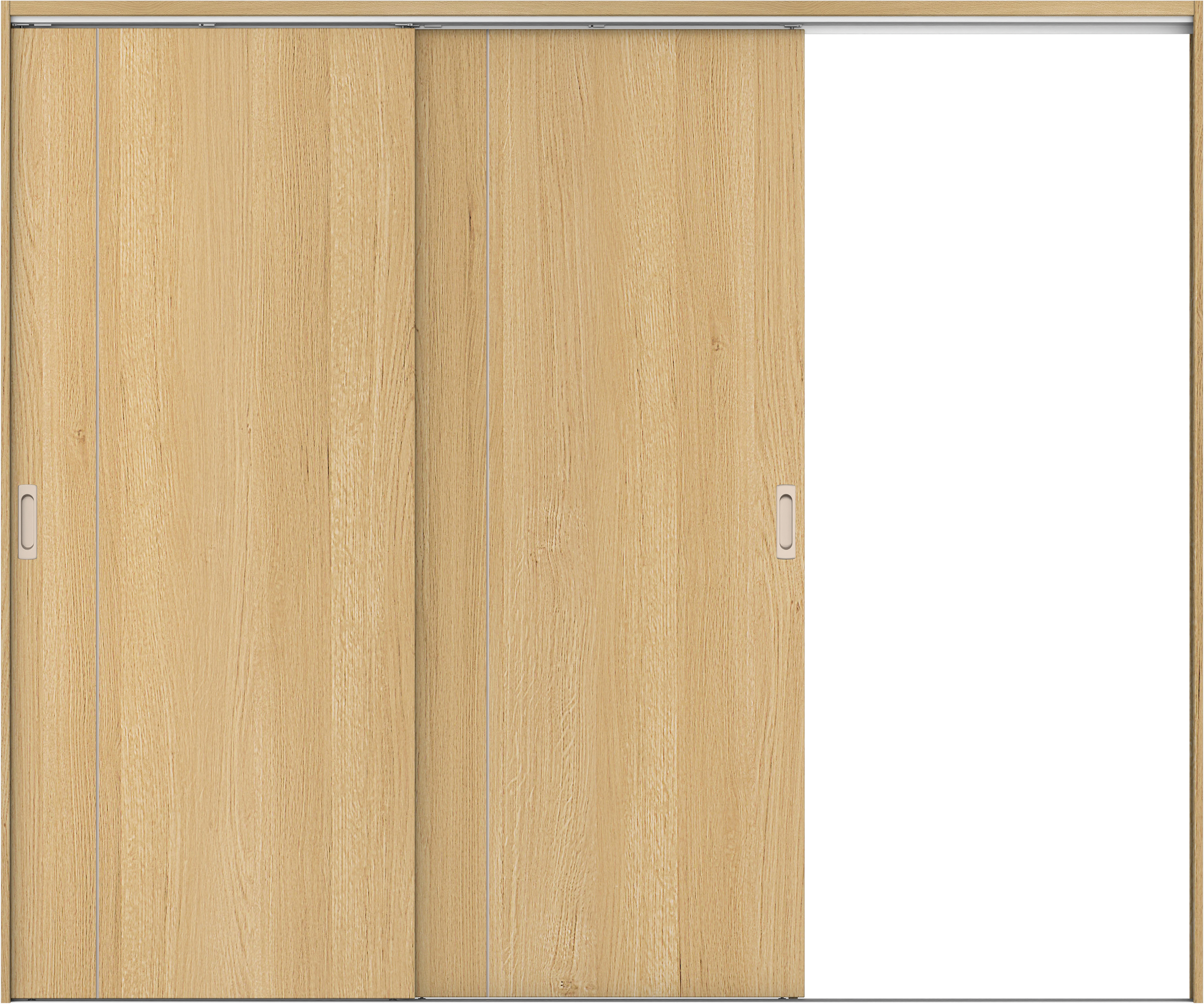 リビングドア　イエリア　吊戸・２枚片引　扉セット　Ｄ３デザイン　２４３７幅用　２０００高　〈ライトオーカー柄〉　右引用　錠なし　ラクラクローズ付用