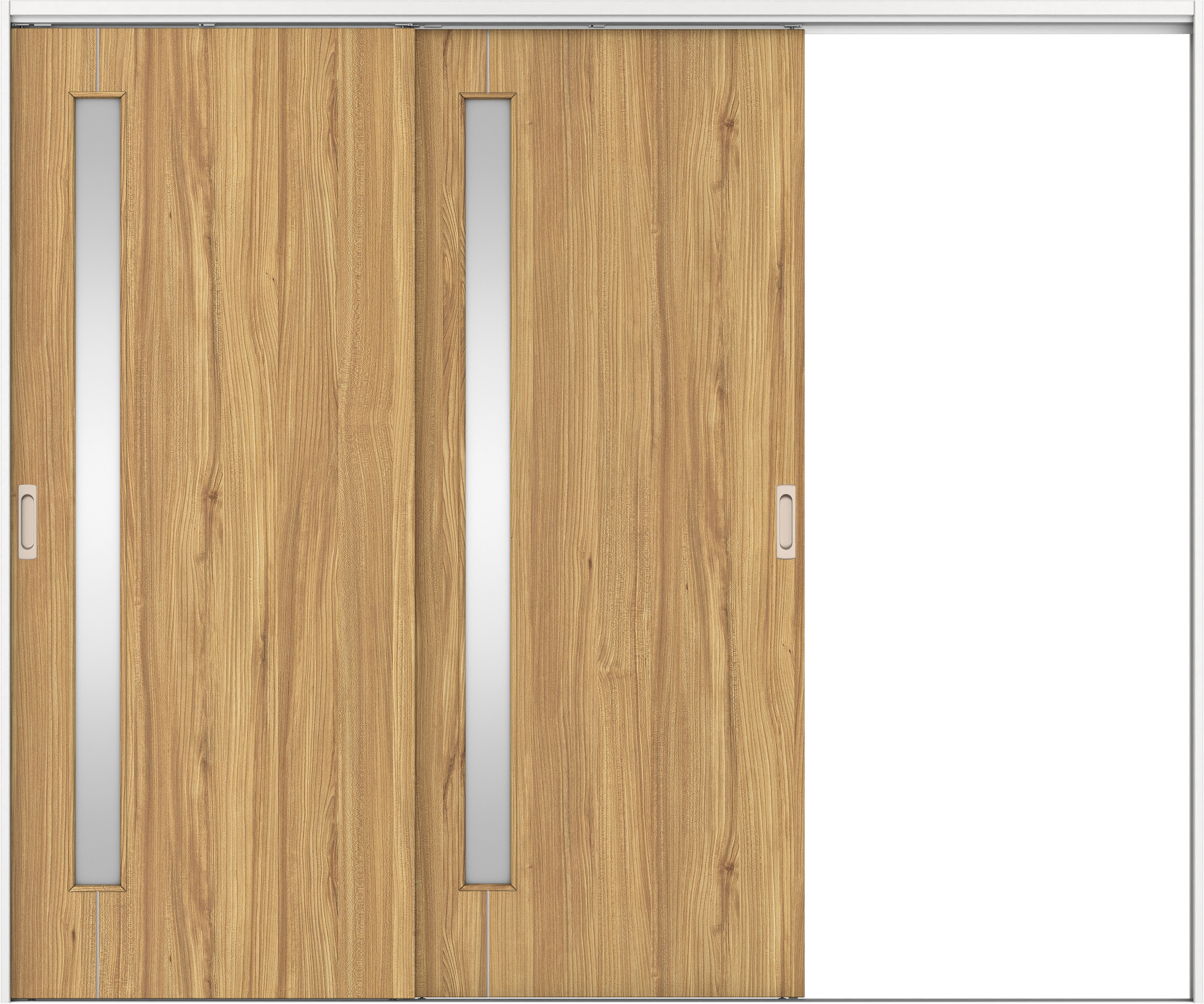 リビングドア　イエリア　吊戸・２枚片引　扉セット　Ｄ４デザイン　２４３７幅用　２０００高　〈シナモンブラウン柄〉　右引用　錠なし　ラクラクローズ付用