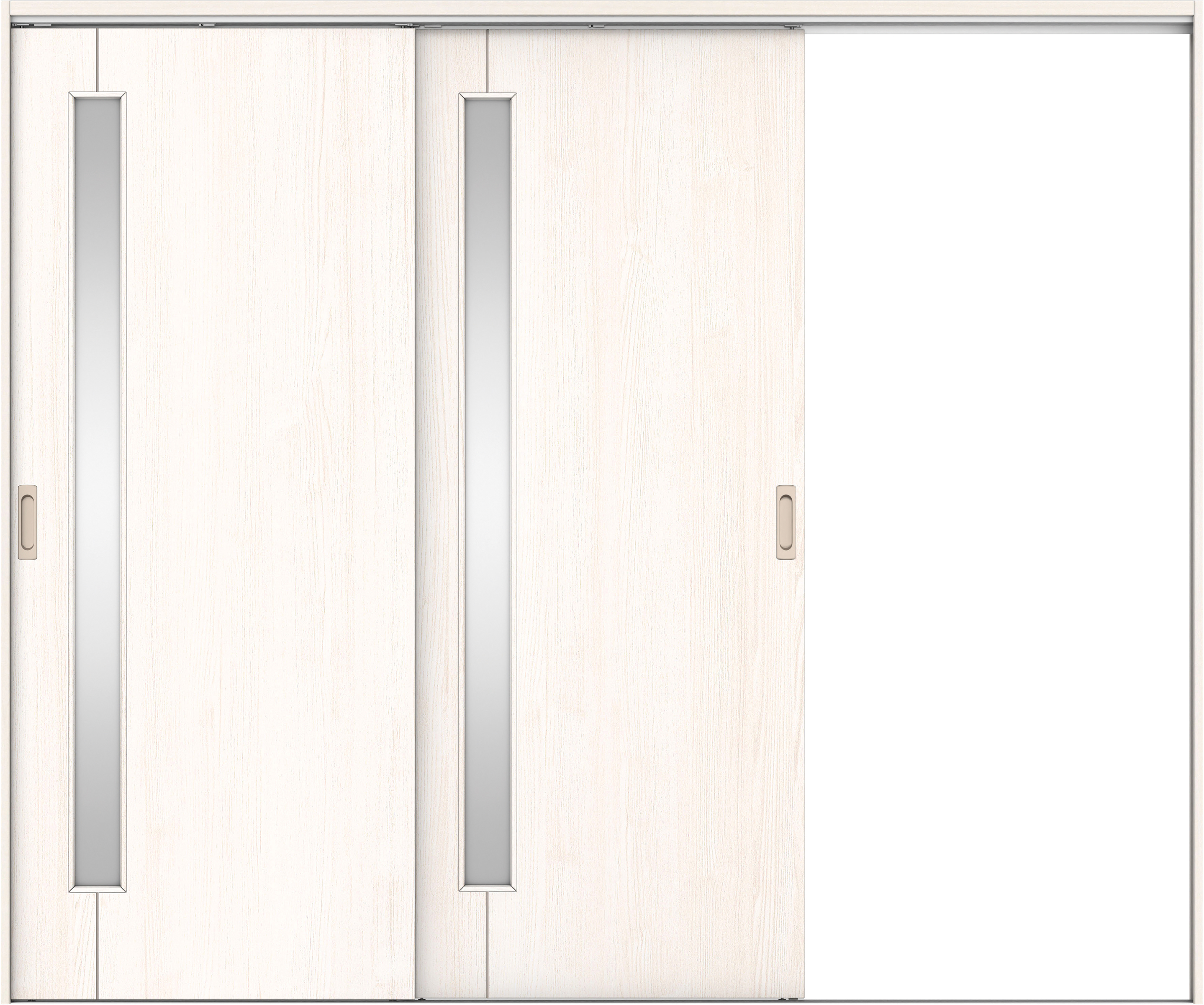 リビングドア　イエリア　吊戸・２枚片引　扉セット　Ｄ４デザイン　２４３７幅用　２０００高　〈ネオホワイト柄〉　右引用　錠なし　ラクラクローズ付用