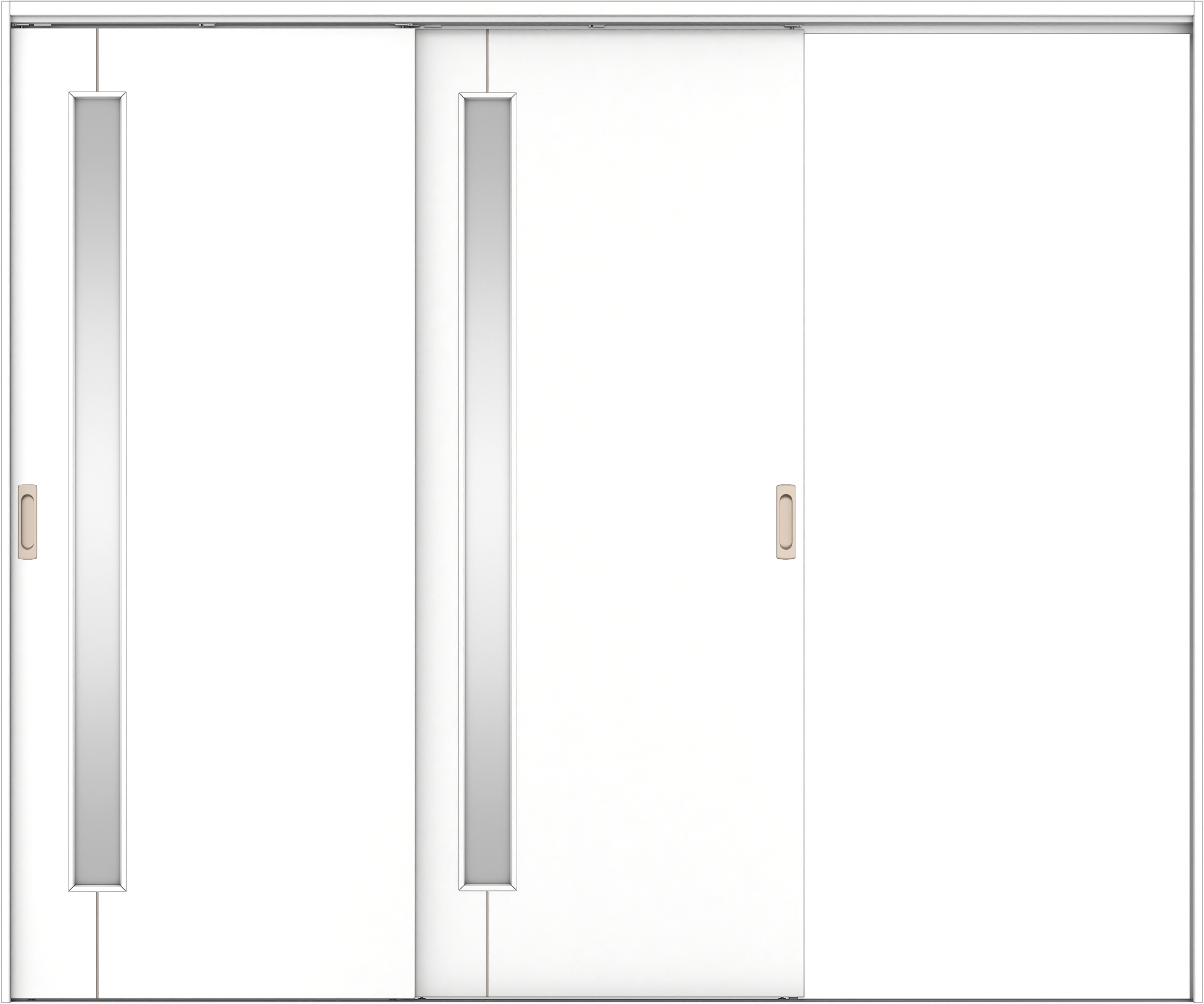 リビングドア　イエリア　吊戸・２枚片引　扉セット　Ｄ４デザイン　２４３７幅用　２０００高　〈パウダーホワイト柄〉　右引用　錠なし　ラクラクローズ付用