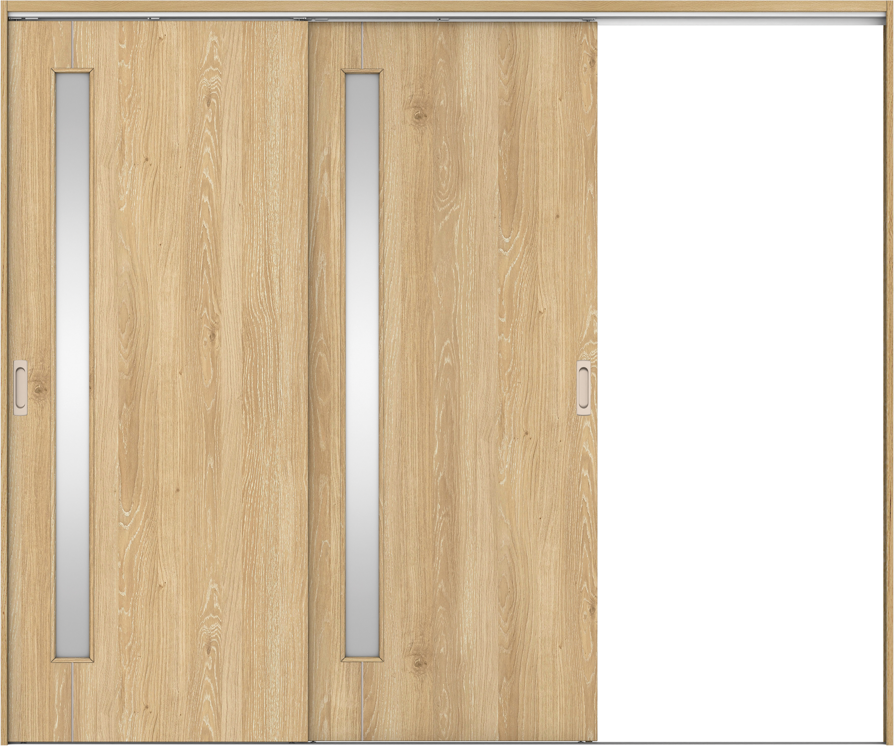 リビングドア　イエリア　吊戸・２枚片引　扉セット　Ｄ４デザイン　２４３７幅用　２０００高　〈ミルキーオーカー柄〉　右引用　錠なし　ラクラクローズ付用