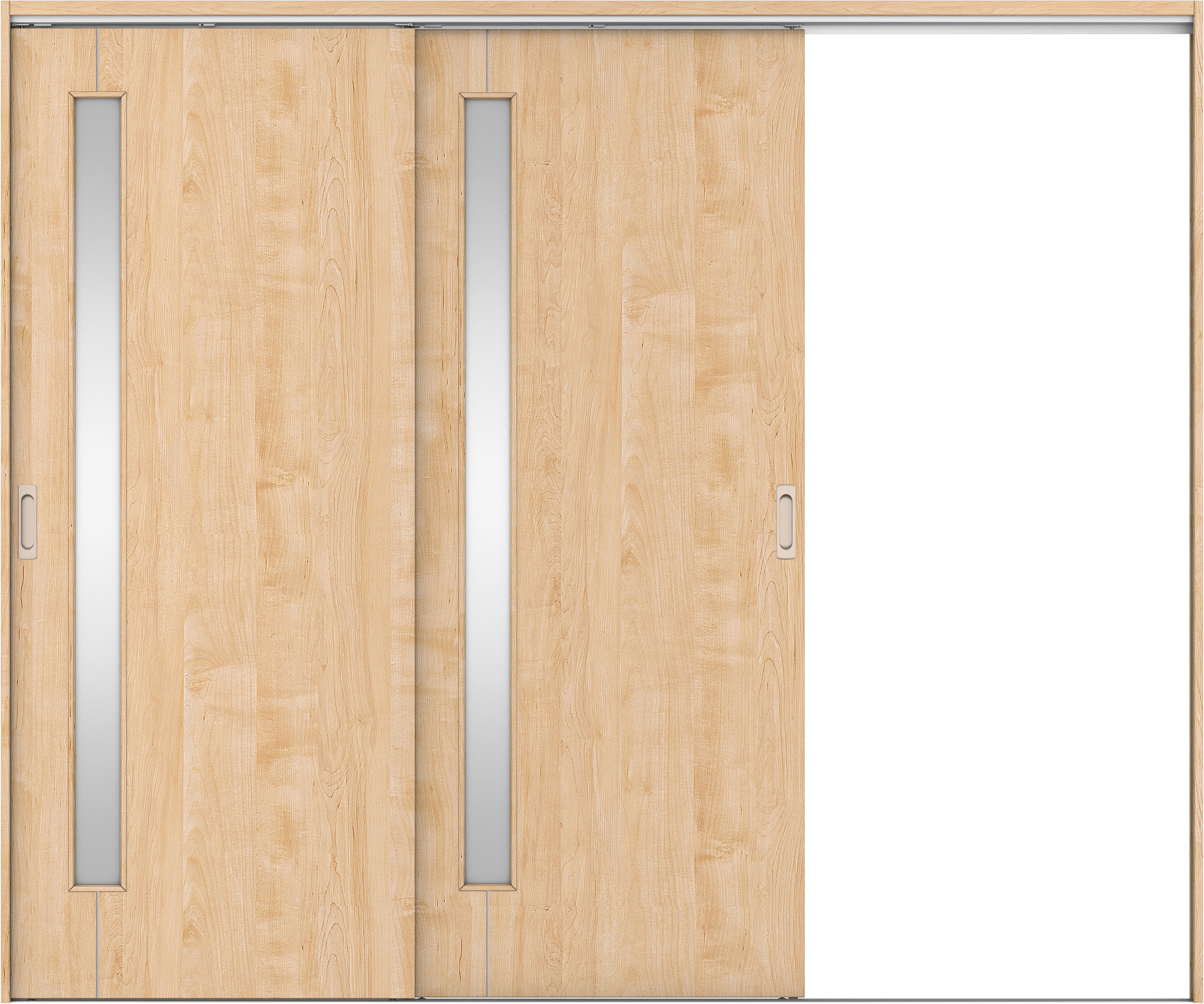 リビングドア　イエリア　吊戸・２枚片引　扉セット　Ｄ４デザイン　２４３７幅用　２０００高　〈ミルベージュ柄〉　右引用　錠なし　ラクラクローズ付用