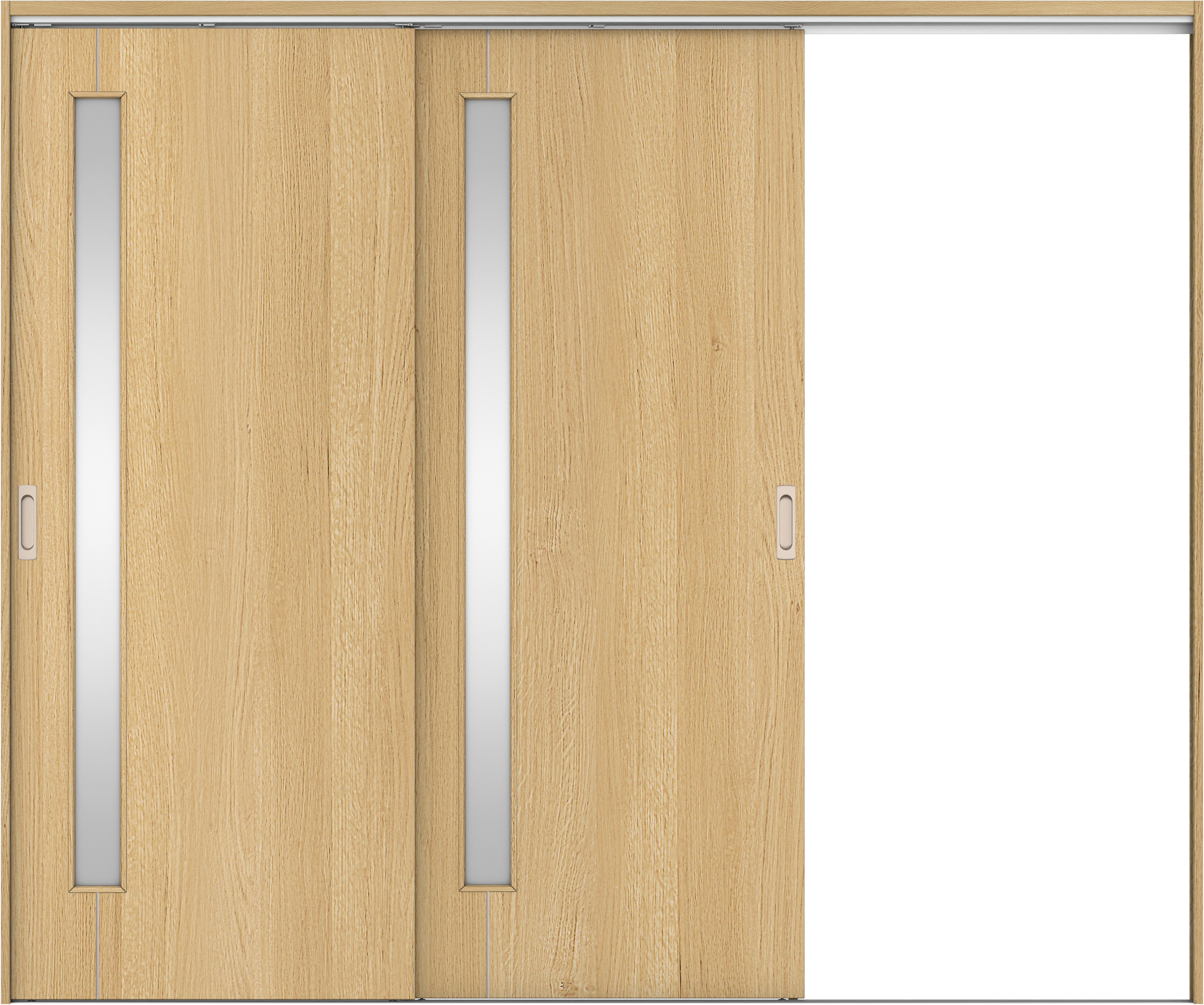 リビングドア　イエリア　吊戸・２枚片引　扉セット　Ｄ４デザイン　２４３７幅用　２０００高　〈ライトオーカー柄〉　右引用　錠なし　ラクラクローズ付用