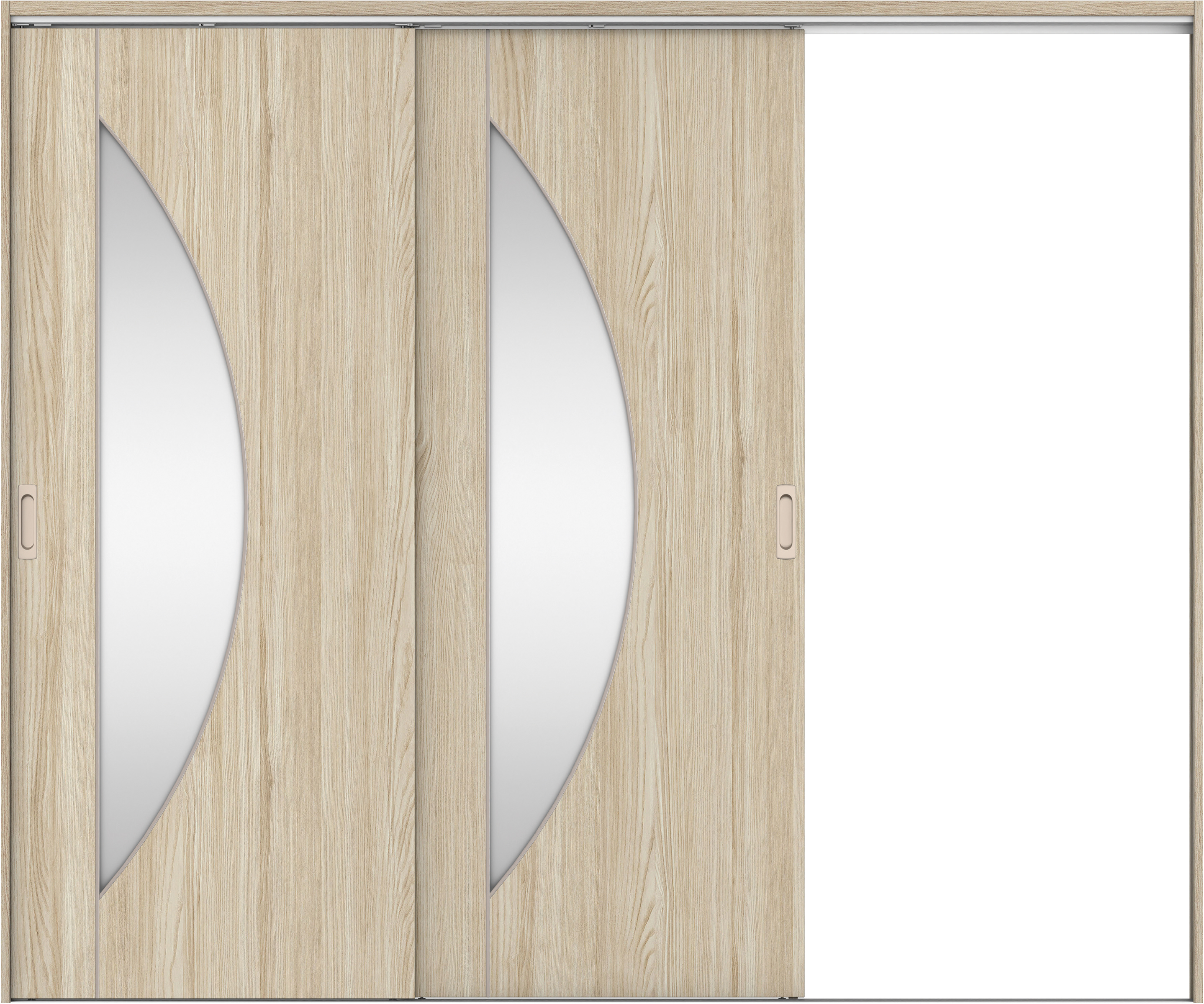 リビングドア　イエリア　吊戸・２枚片引　扉セット　Ｄ５デザイン　２４３７幅用　２０００高　〈ソフトグレージュ柄〉　右引用　錠なし　ラクラクローズ付用