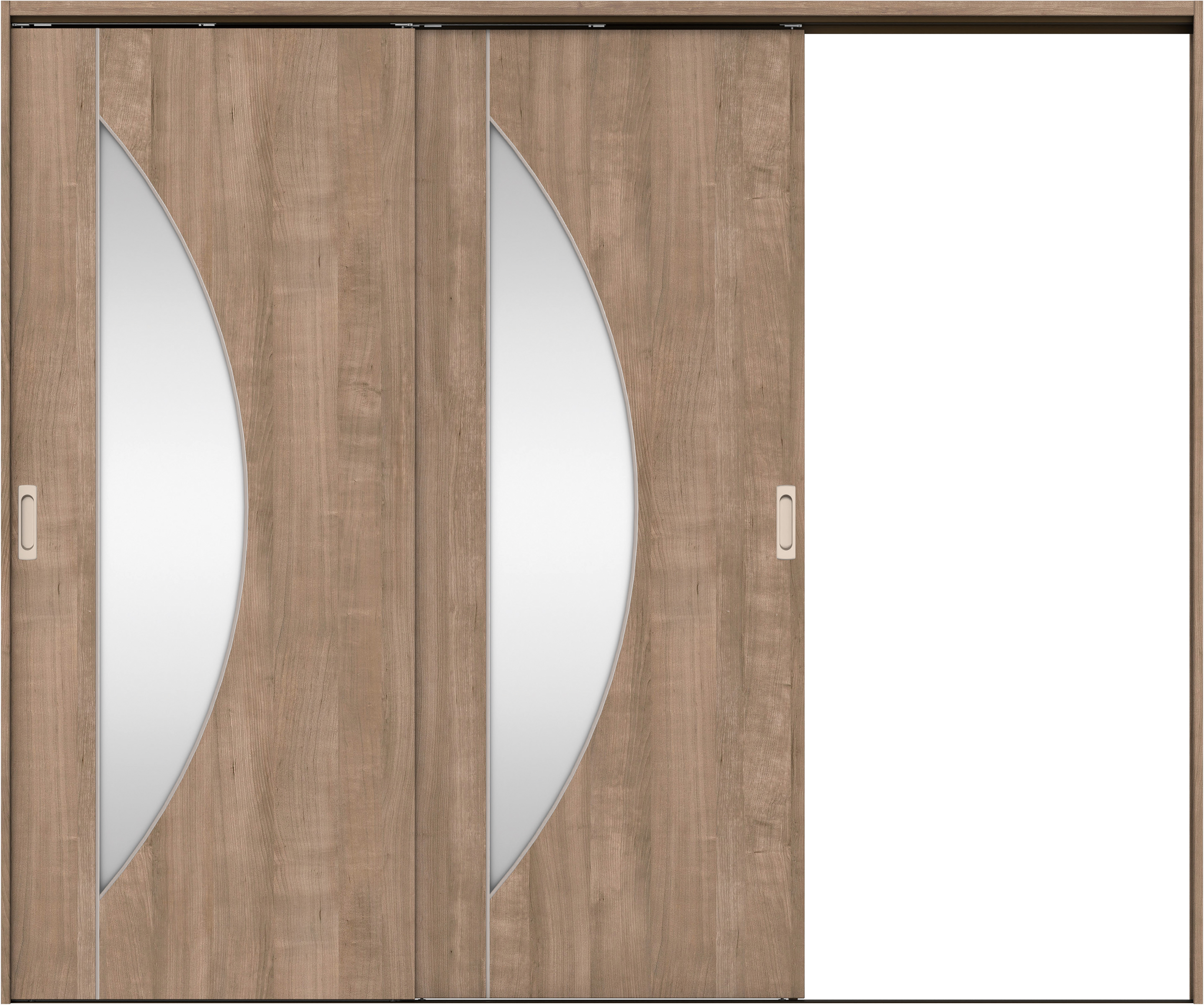 リビングドア　イエリア　吊戸・２枚片引　扉セット　Ｄ５デザイン　２４３７幅用　２０００高　〈トープグレー柄〉　右引用　錠なし　ラクラクローズ付用