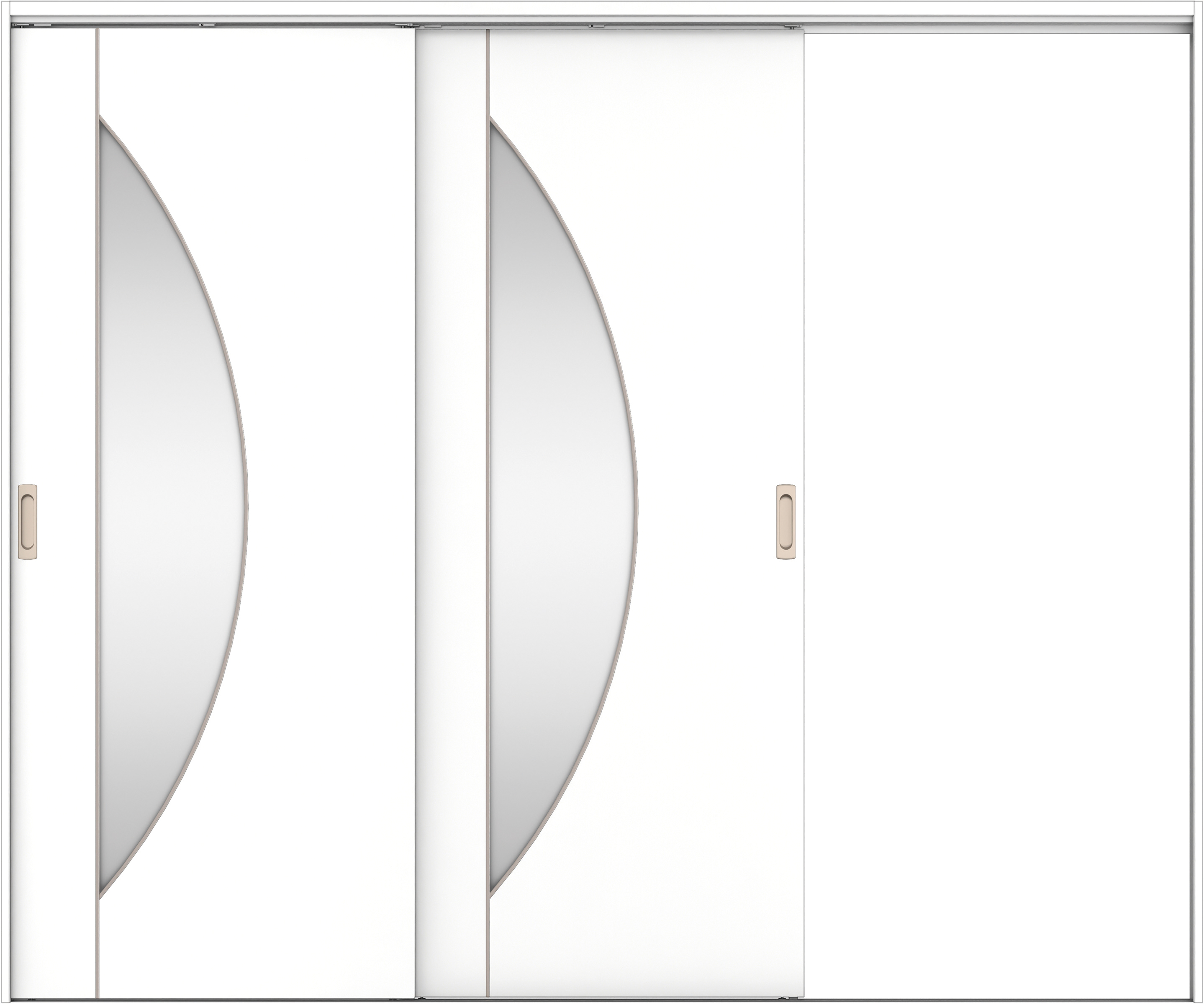 リビングドア　イエリア　吊戸・２枚片引　扉セット　Ｄ５デザイン　２４３７幅用　２０００高　〈パウダーホワイト柄〉　右引用　錠なし　ラクラクローズ付用