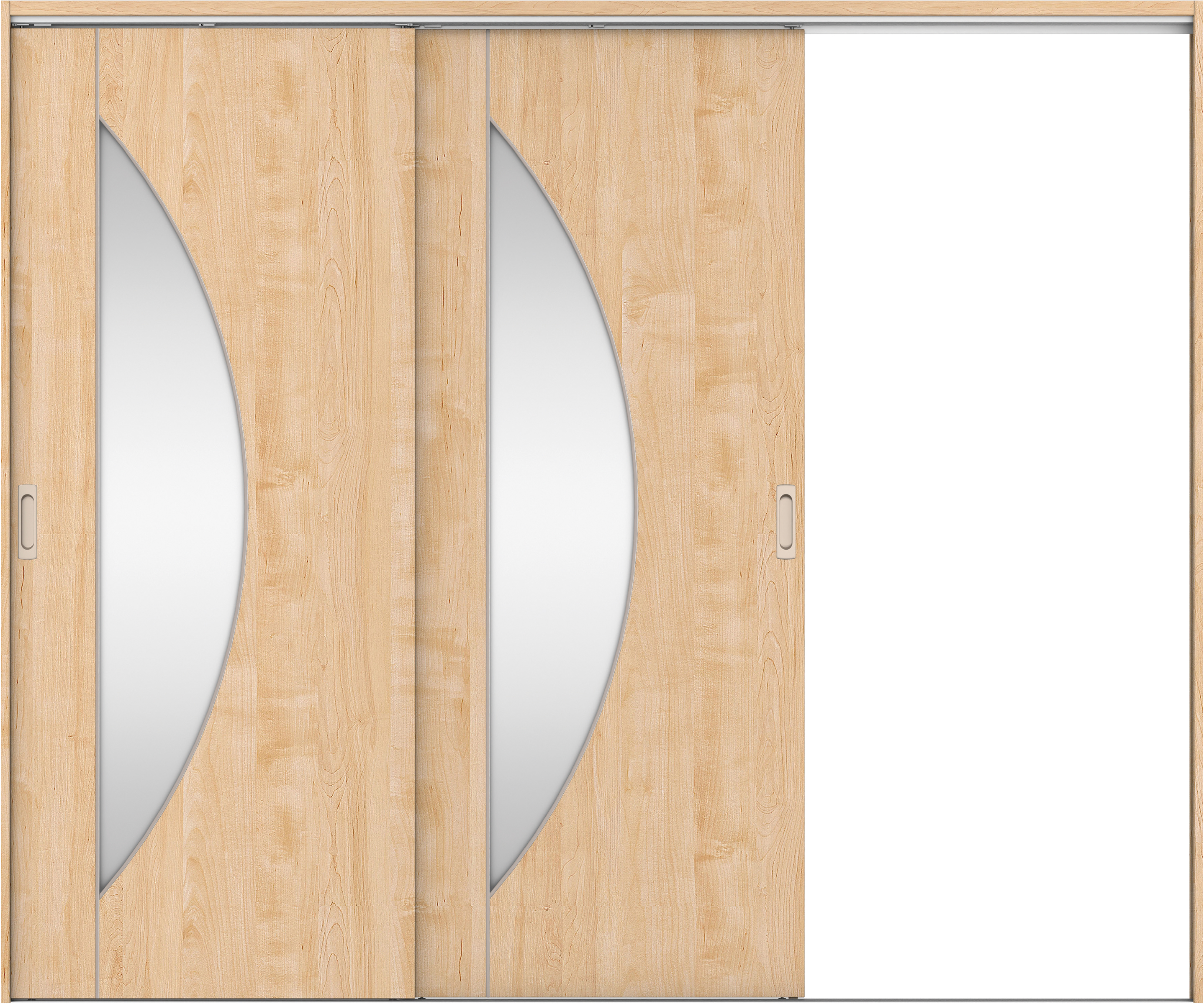 リビングドア　イエリア　吊戸・２枚片引　扉セット　Ｄ５デザイン　２４３７幅用　２０００高　〈ミルベージュ柄〉　右引用　錠なし　ラクラクローズ付用