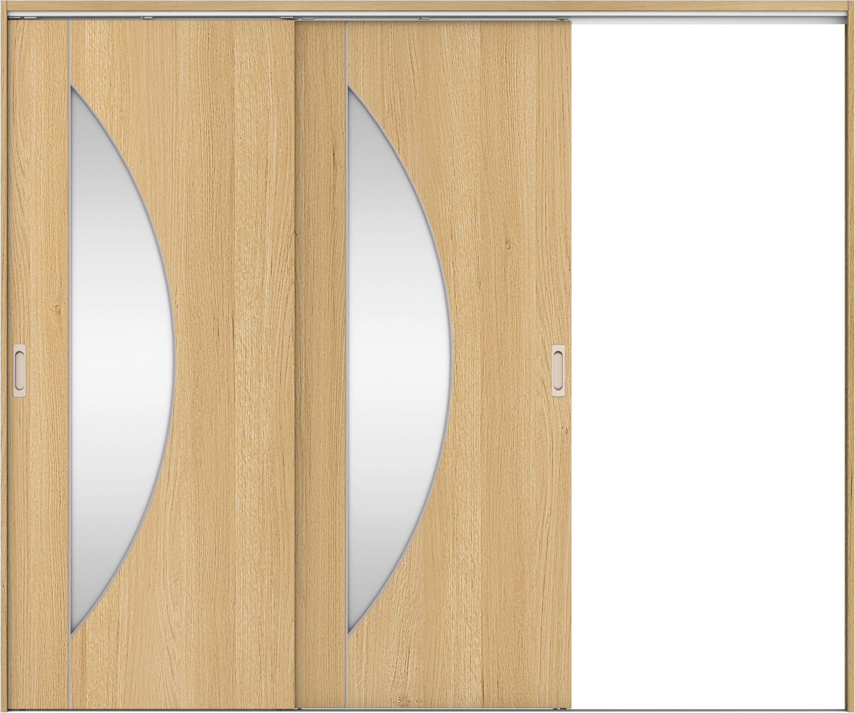 リビングドア　イエリア　吊戸・２枚片引　扉セット　Ｄ５デザイン　２４３７幅用　２０００高　〈ライトオーカー柄〉　右引用　錠なし　ラクラクローズ付用